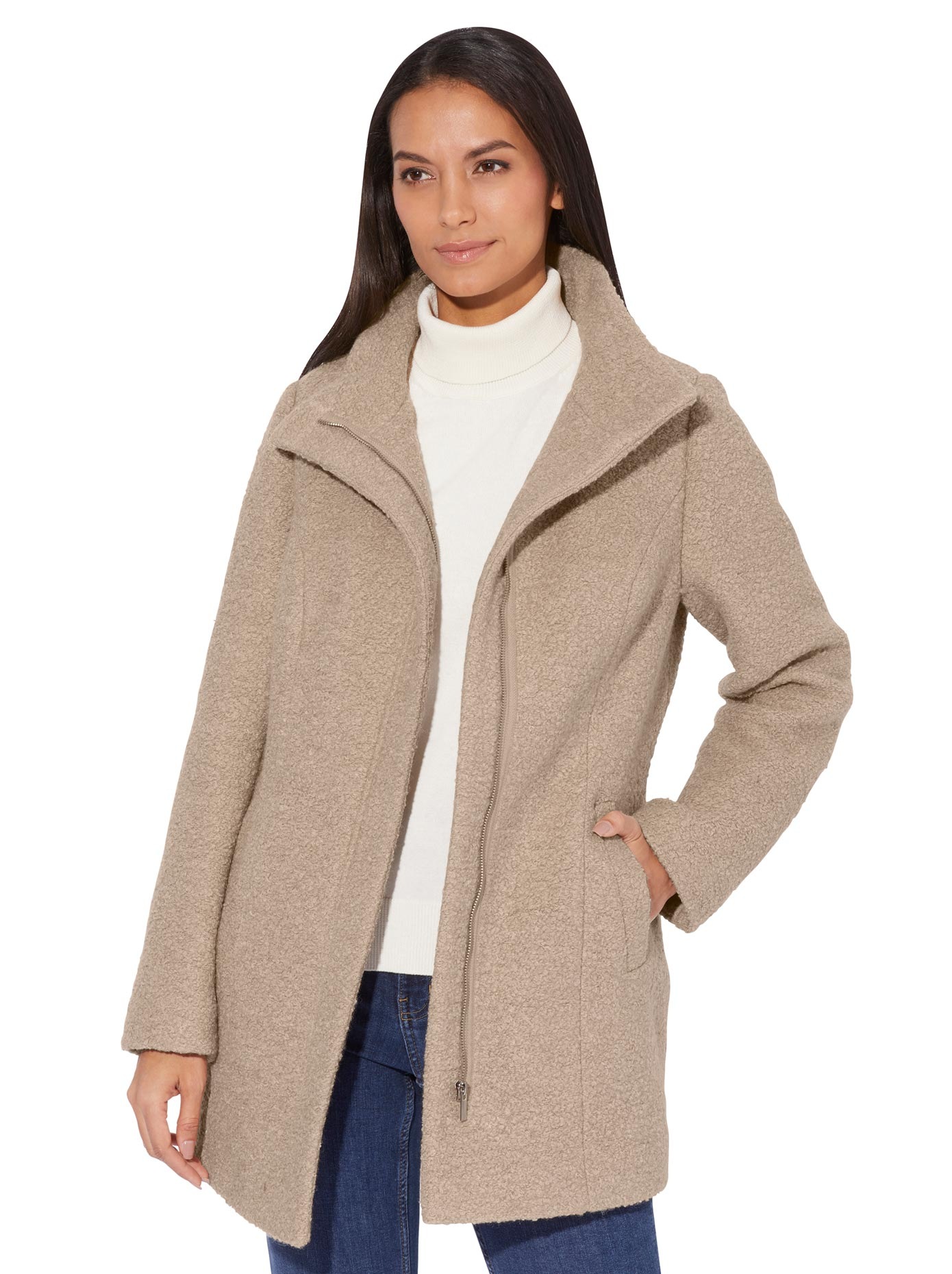 Casual Looks Bouclèjacke ohne Kapuze