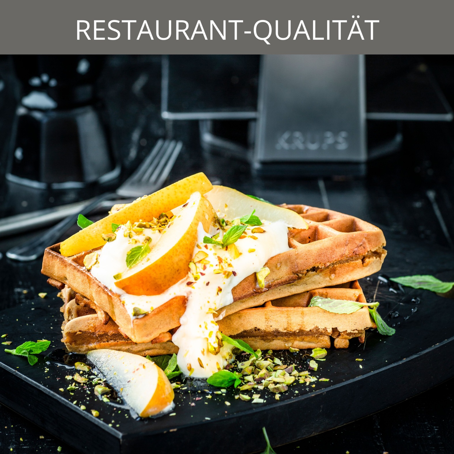 Thumbnail - Krups Waffeleisen "Professional, für 2 dicke Waffeln, spülmaschinengeeignete Platten", 1200 W, 7 Bräunungsstufen und Vor...