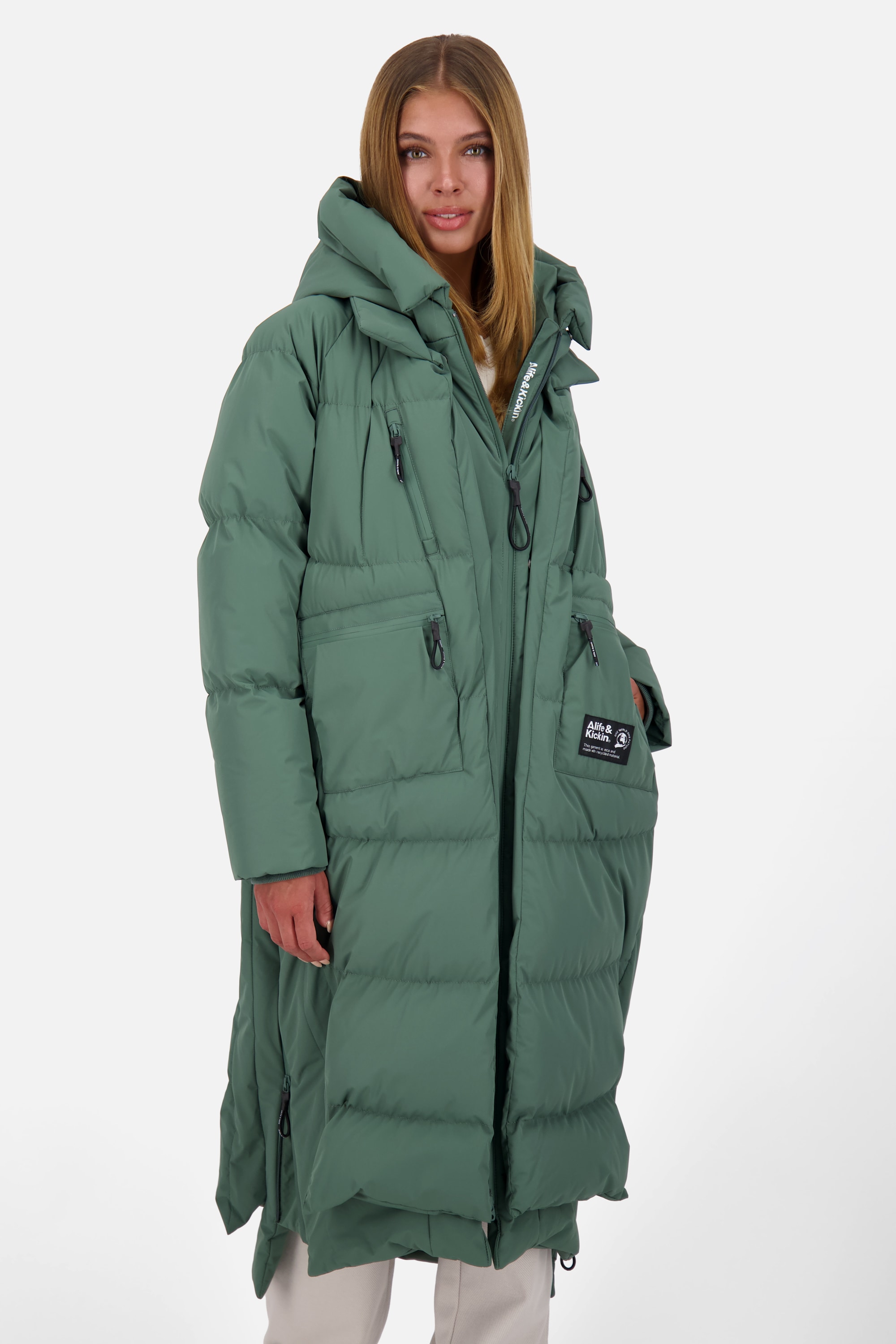 Alife & Kickin Winterjacke »Damen RihannaAK A«, mit Kapuze, Langer, warmer Wintermantel mit großer Kapuze und Fleece Innenfutter