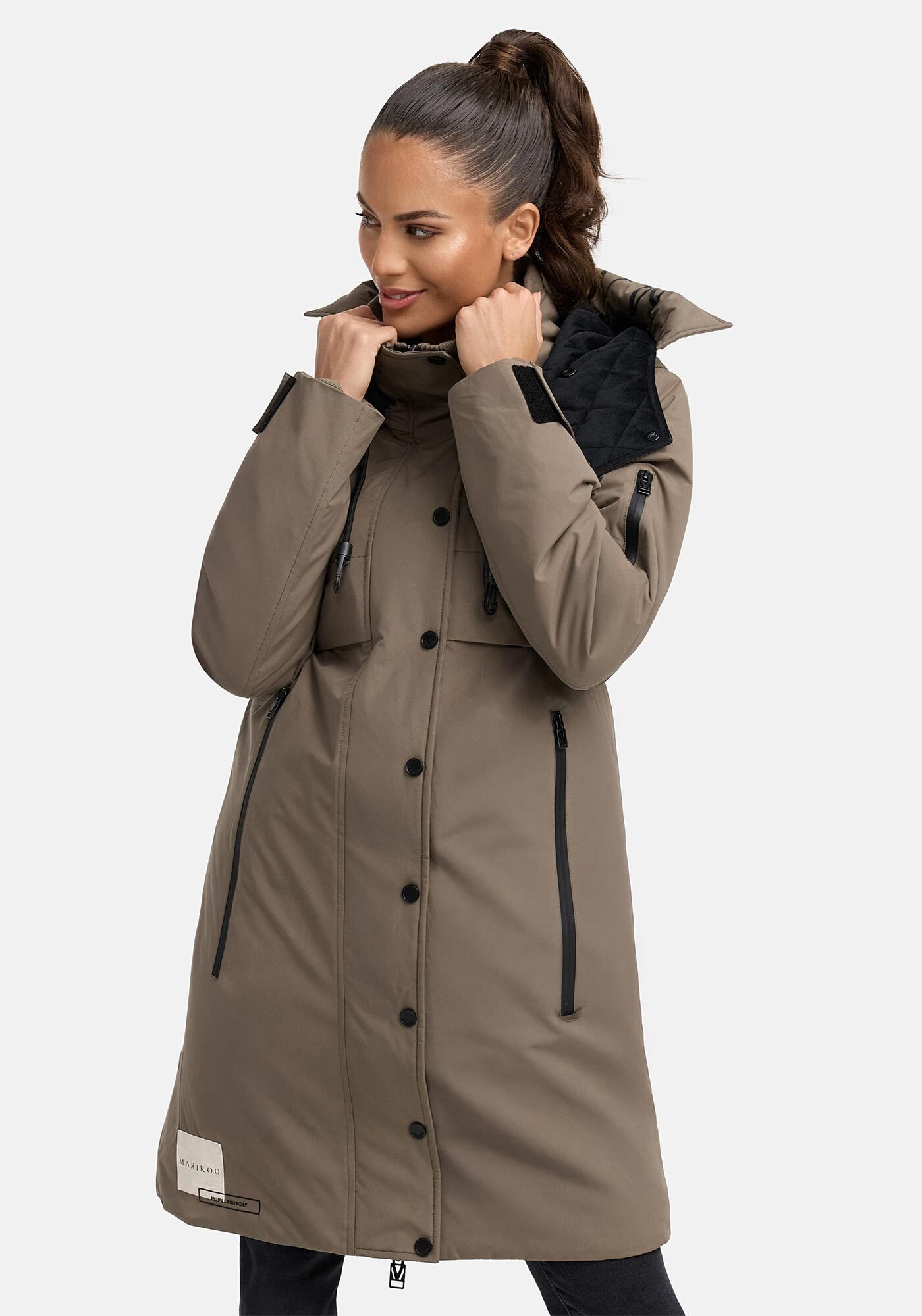 Marikoo Winterjacke »Anoukaa«, langer Parka mit abnehmbarer Kapuze