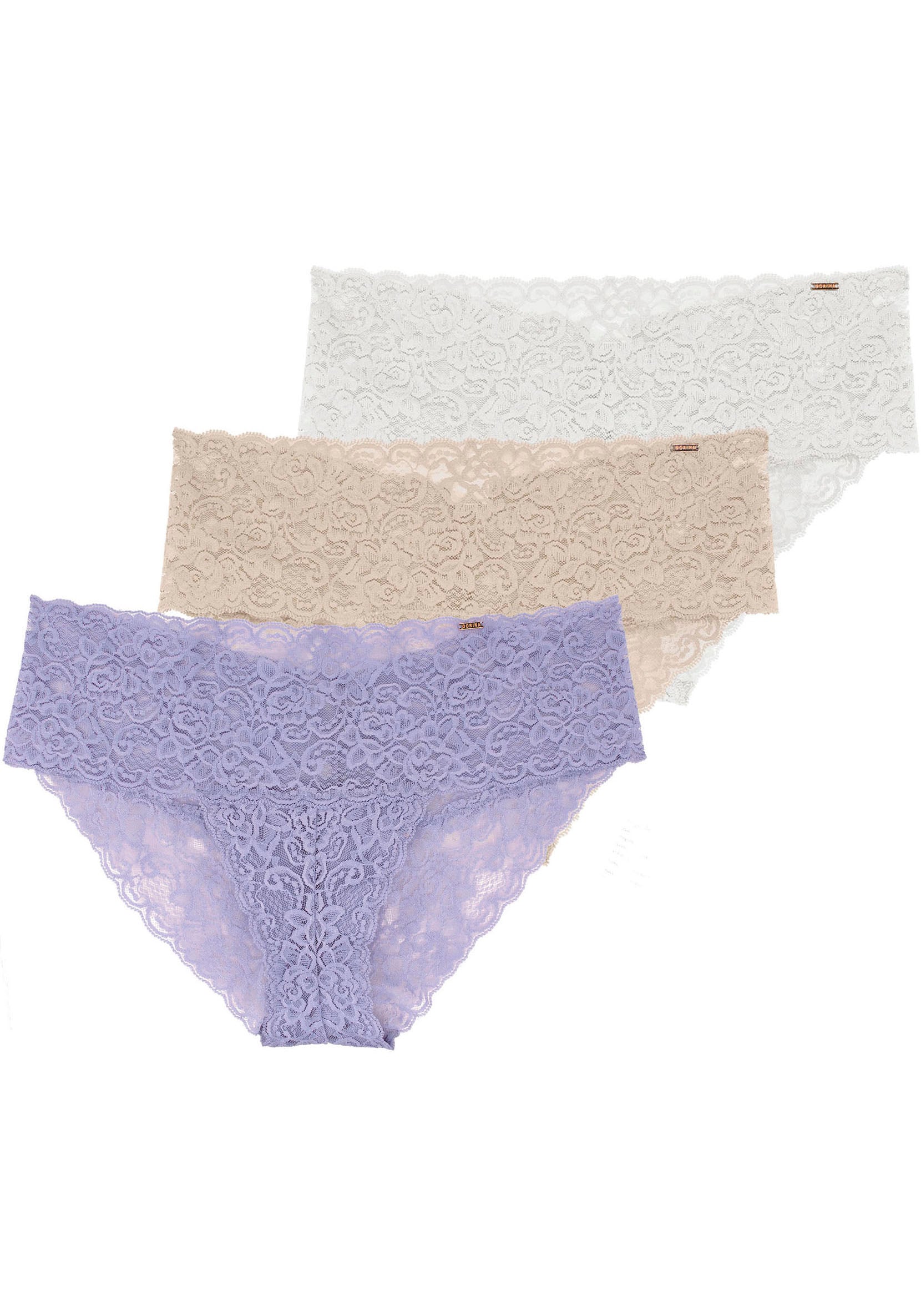 Dorina Slip "Lana", (3er Pack), mit floraler Spitze