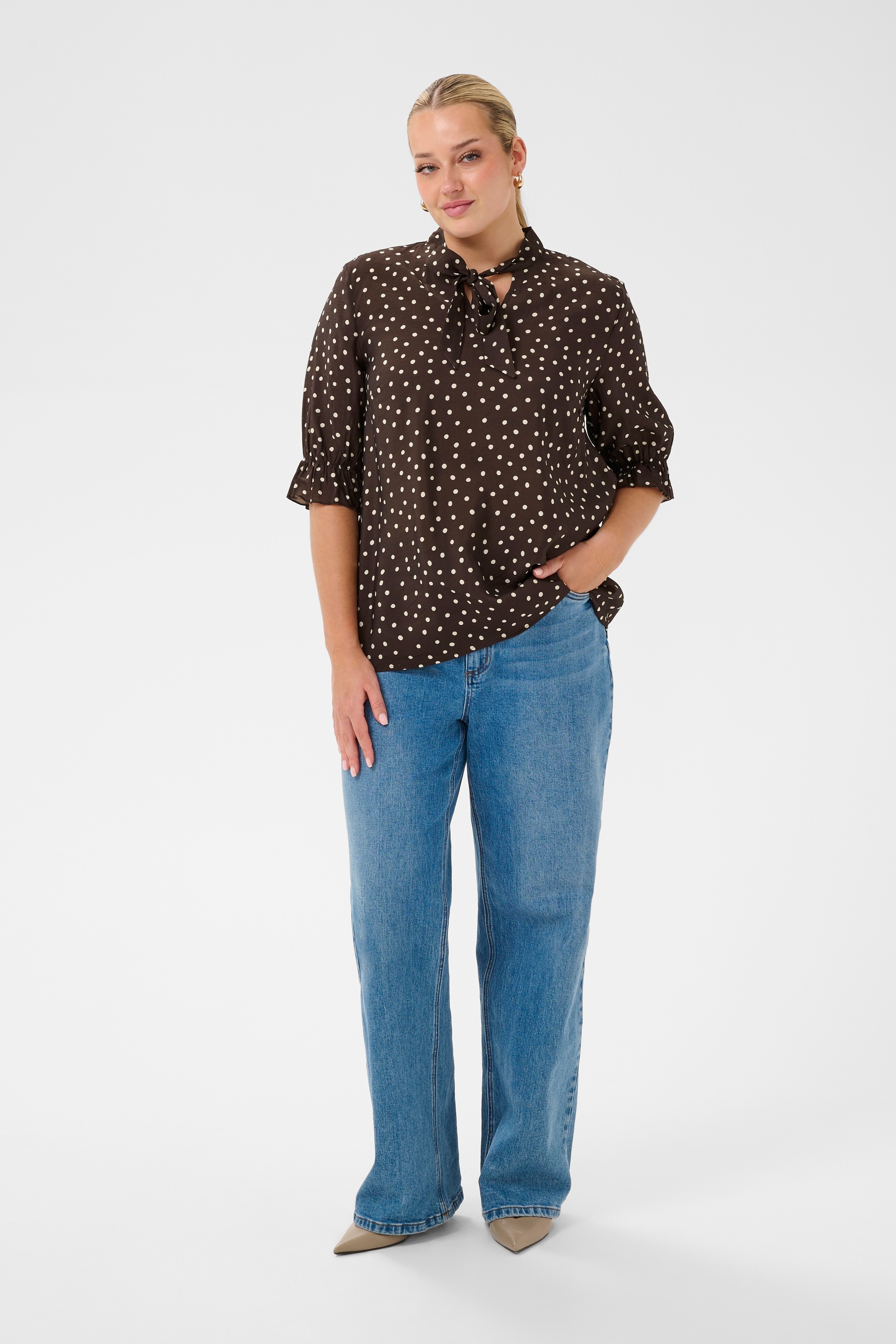KAFFE Curve Kurzarmbluse »Damen Kurzarm-Bluse KCditte«