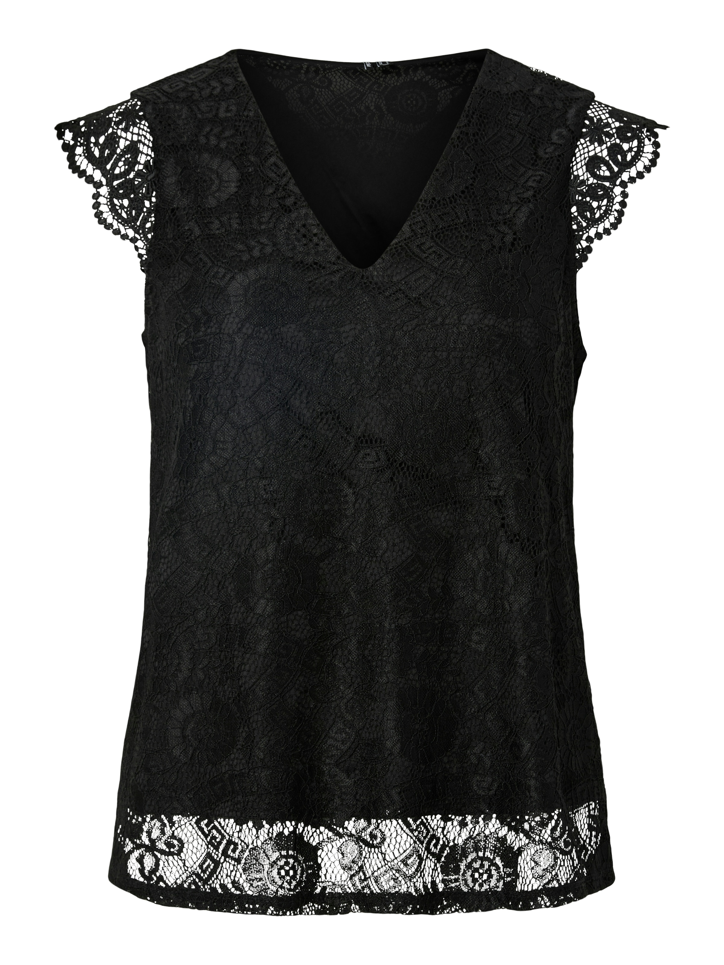 pieces Spitzentop "PCOLLINE SL LACE V-NECK TOP WVN NOOS" günstig online kaufen