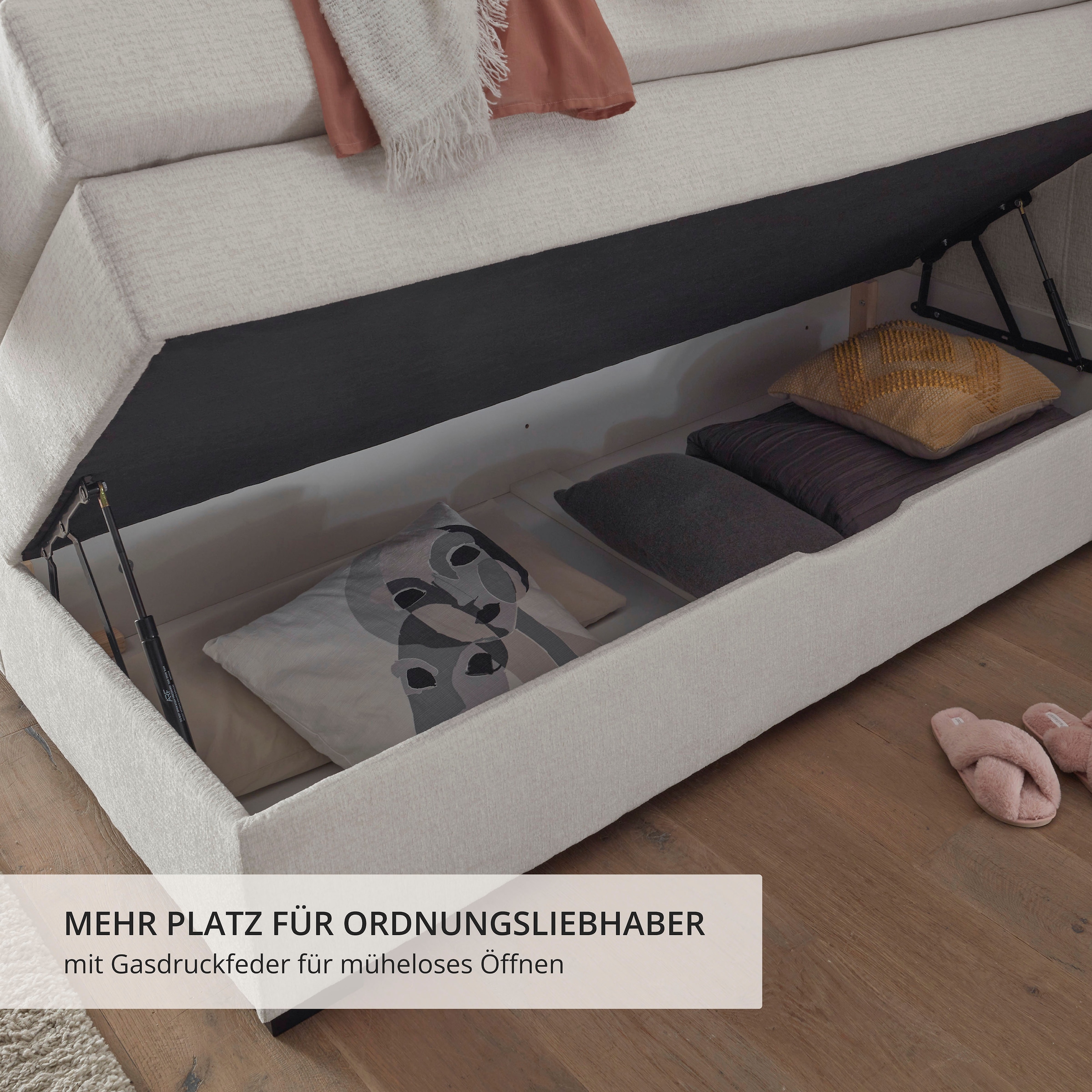 ED EXCITING DESIGN Boxspringbett »Fanes 3 Boxspringbett mit Bettkasten und Viscomix-Topper« 5 Stk. tlg. 7cm Viscomix-Topper, 2 Bettkästen, H3 Tonnentaschen-Federkern Matratze