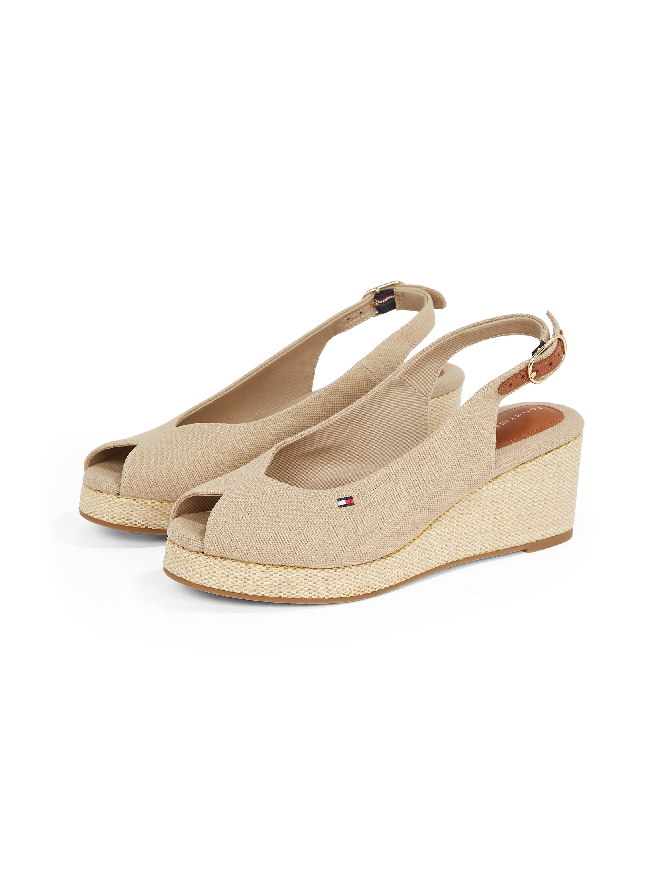 Tommy Hilfiger Keilsandalette »FLAG MID WEDGE ESPAD SLINGBACK«, Plateau, Sommerschuh, Riemchensandale mit verstellbarer Schnalle