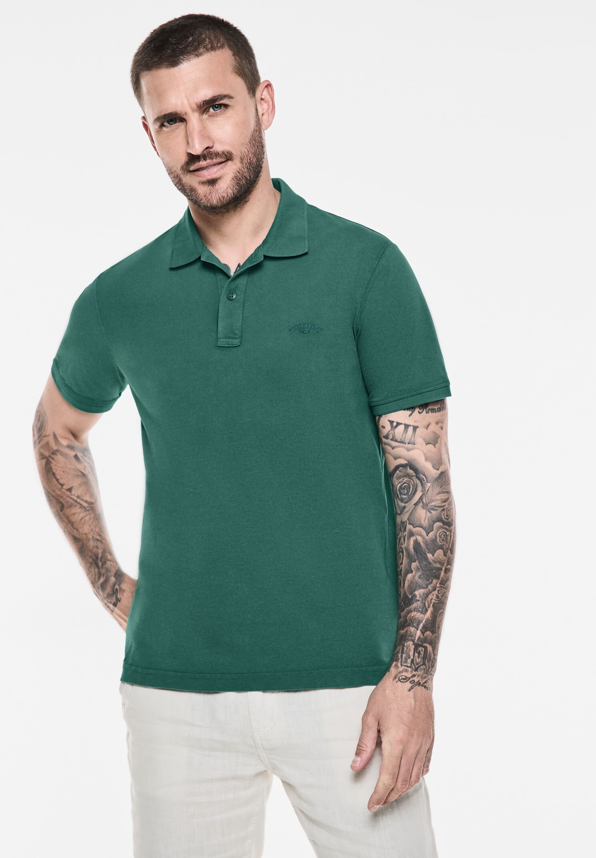 STREET ONE MEN Poloshirt, aus reiner Baumwolle