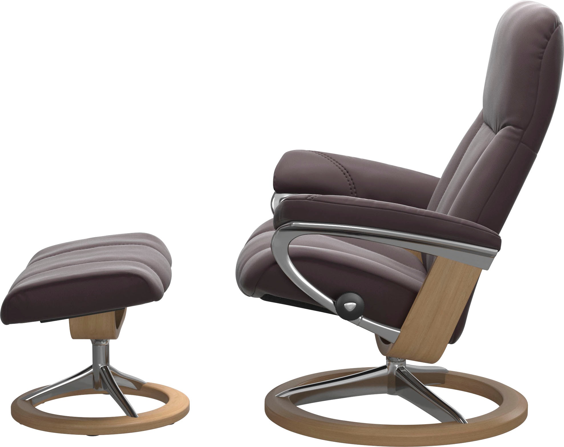 Stressless® Relaxsessel »Consul«, (Set, Relaxsessel mit Hocker), mit Hocker, mit Signature Base, Größe M, Gestell Eiche
