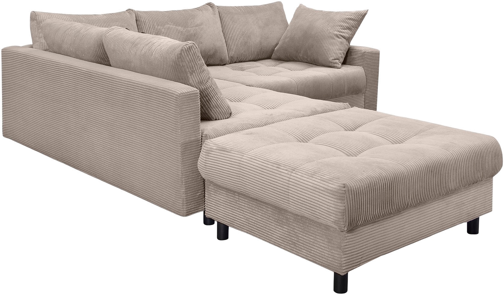 Home affaire Ecksofa »Toni L-Form, B: 215 cm«, mit Hocker & 2 Zierkissen, Federkern