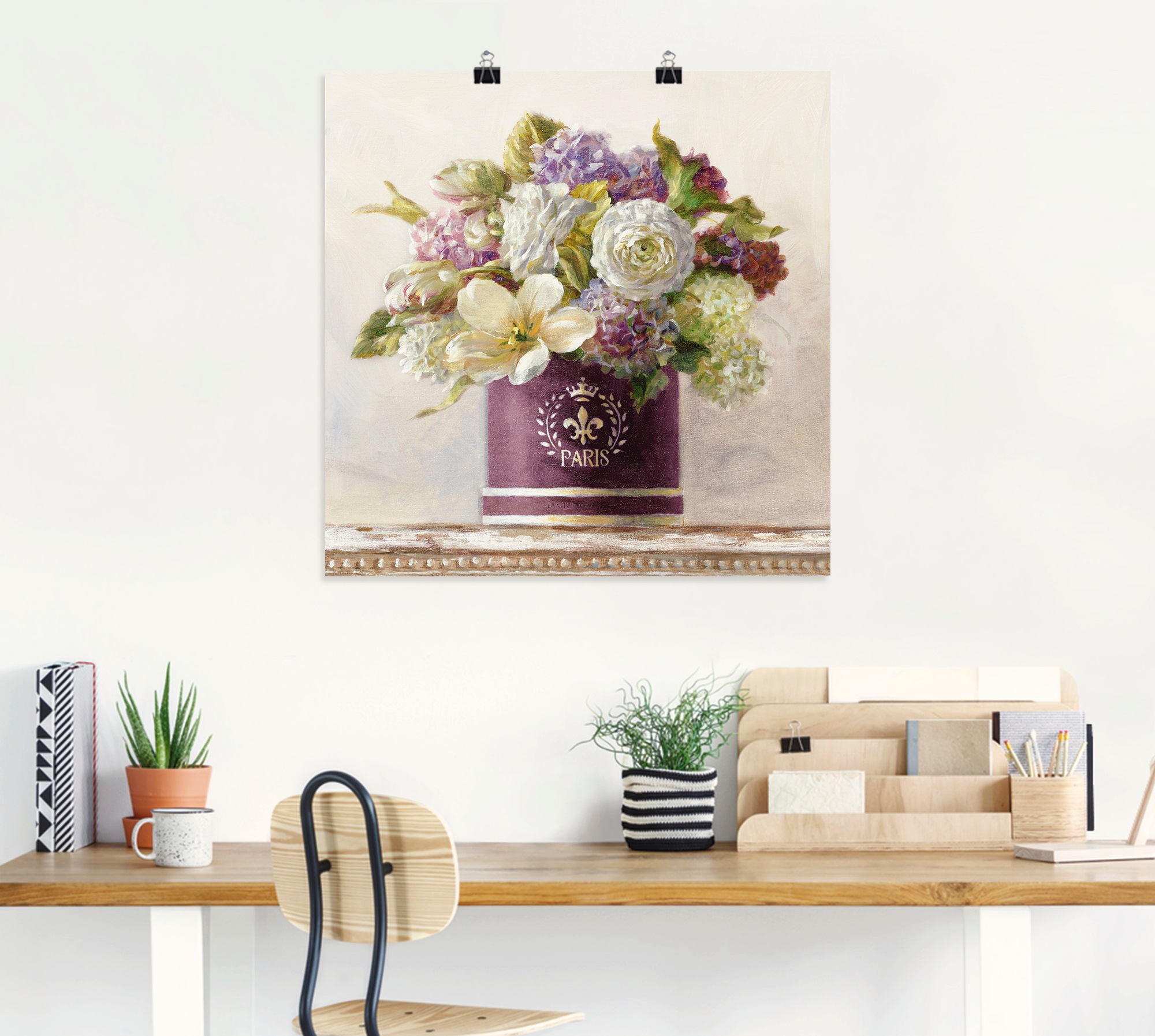 Poster ARTLAND "Tulpen in Auberginer Hutschachtel", lila (farbe bild(er): lila), B:30cm H:30cm, Bilder, Poster, ohne Rahmen 2