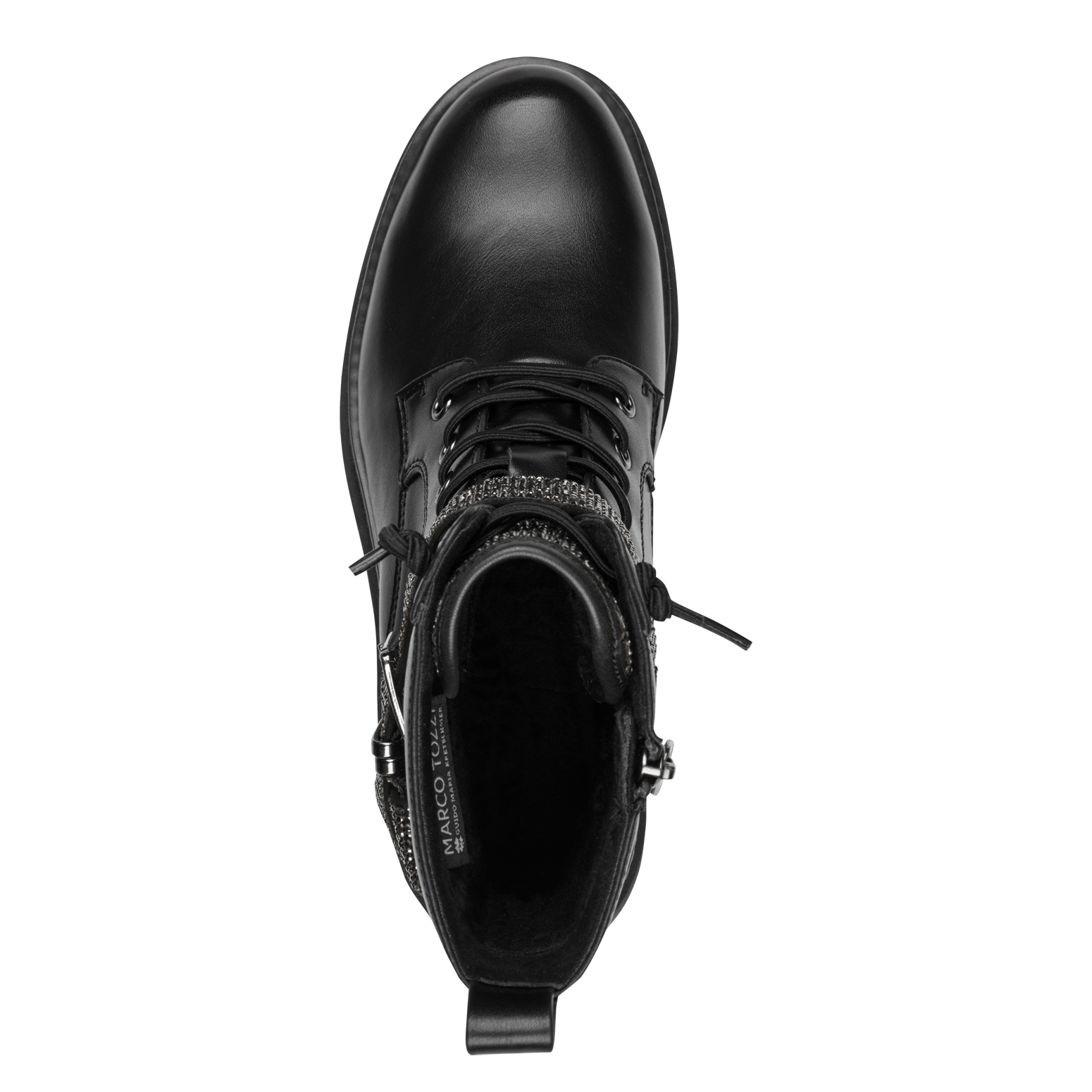 MARCO TOZZI by GMK Schnürstiefelette, Blockabsatz, Schnürboots mit schmuckbesetztem Zierriemen