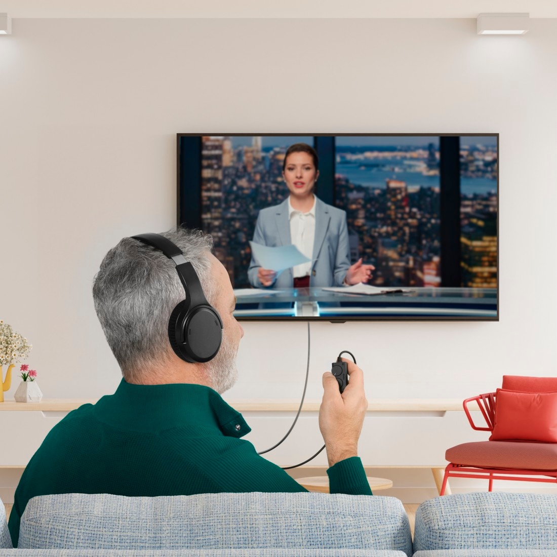 Hama HiFi-Kopfhörer »TV-Kopfhörer (6 m langes Kabel, getrennte Lautstärke links u. rechts)«