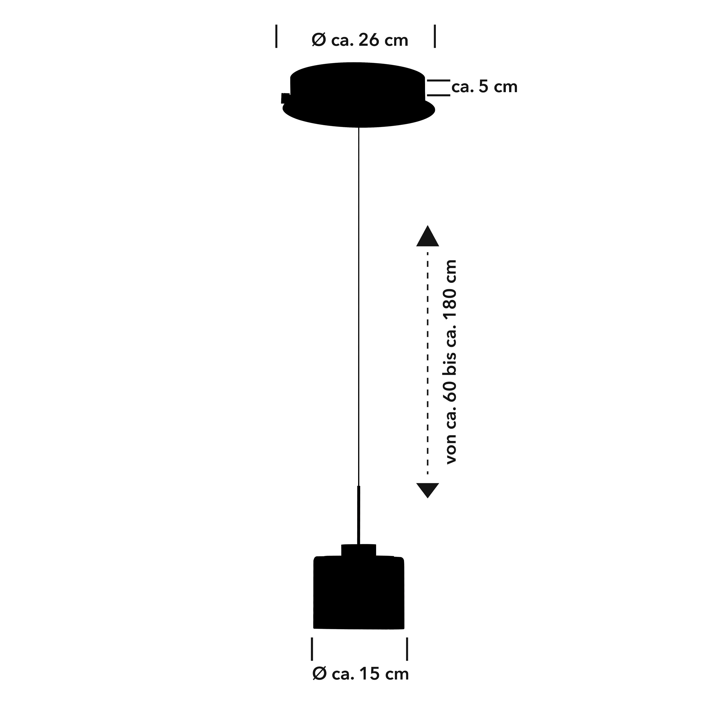 HELL höllisch gutes Licht LED Pendelleuchte »ABBY« LED-Modul 1 Stk. Warmweiß B-Link Fernbedienung,  Stufenlos höhenverstellbar