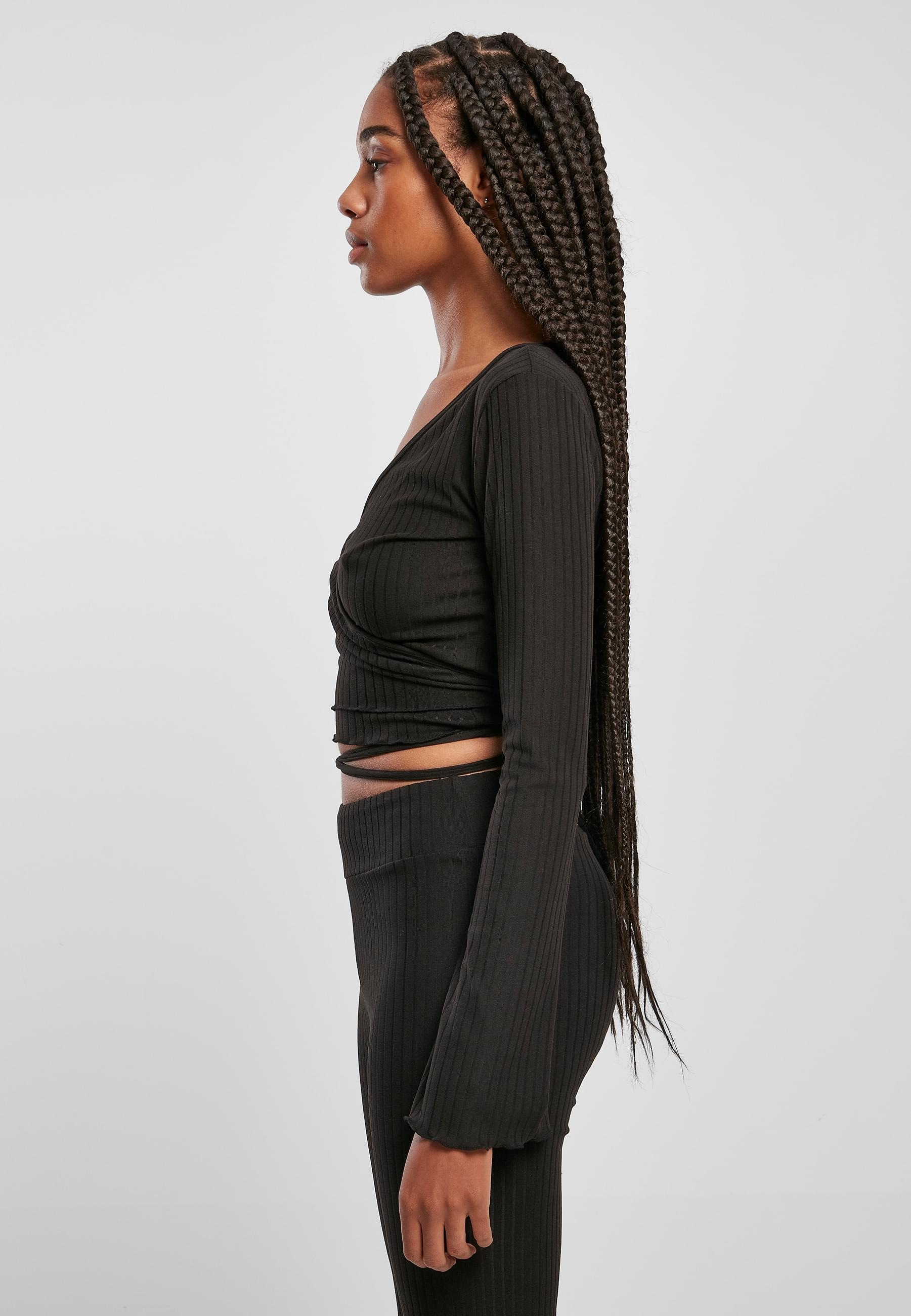 URBAN CLASSICS Longsleeve »Urban Classics Damen Ladies Cropped Rib Wrapped Longsleeve«, (1 tlg.)
