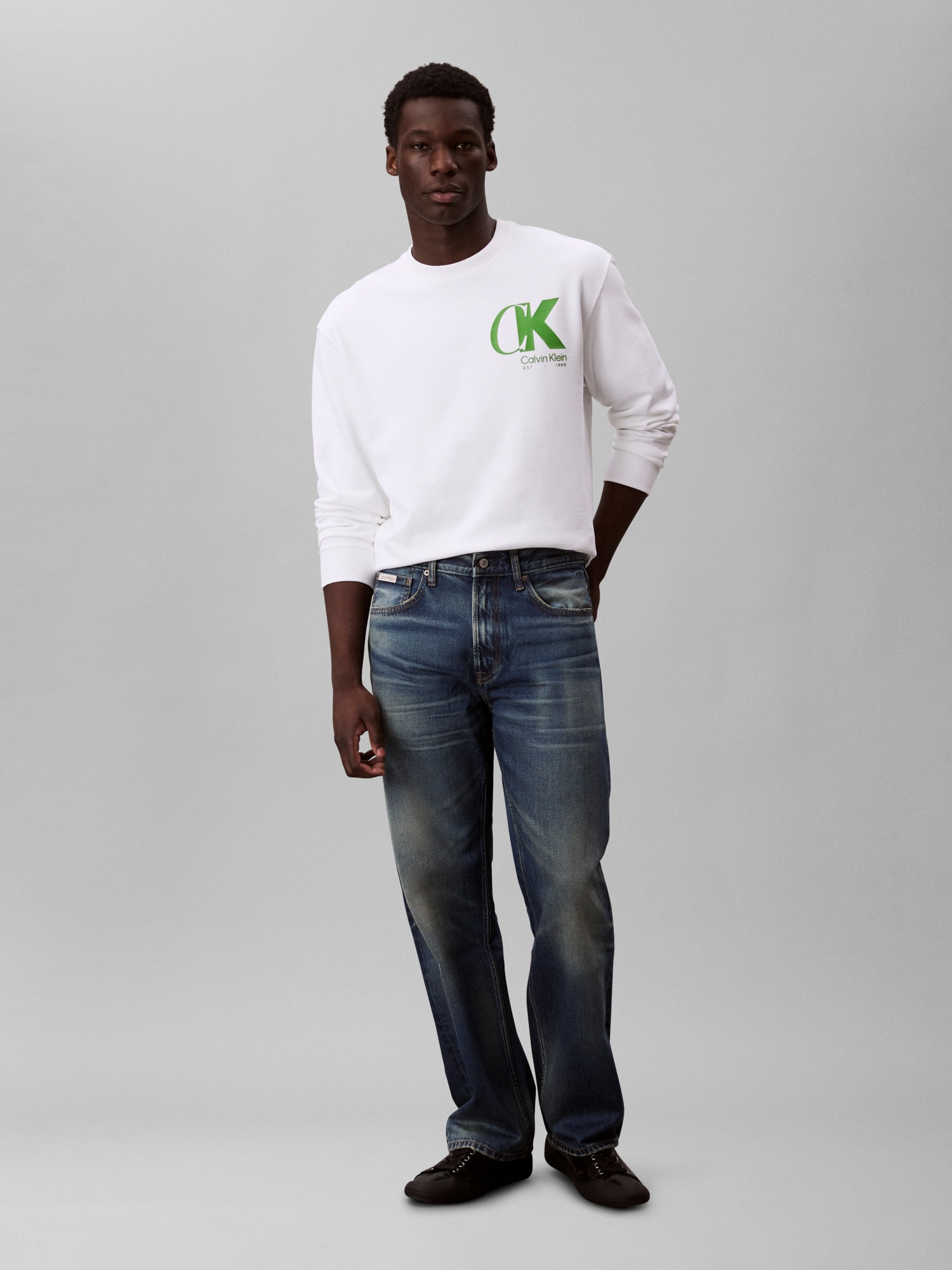 Calvin Klein Sweatshirt »LS EU 350TERRY CK OVERLAP GRAPHI«, Rundhalsausschnitt, regular fit