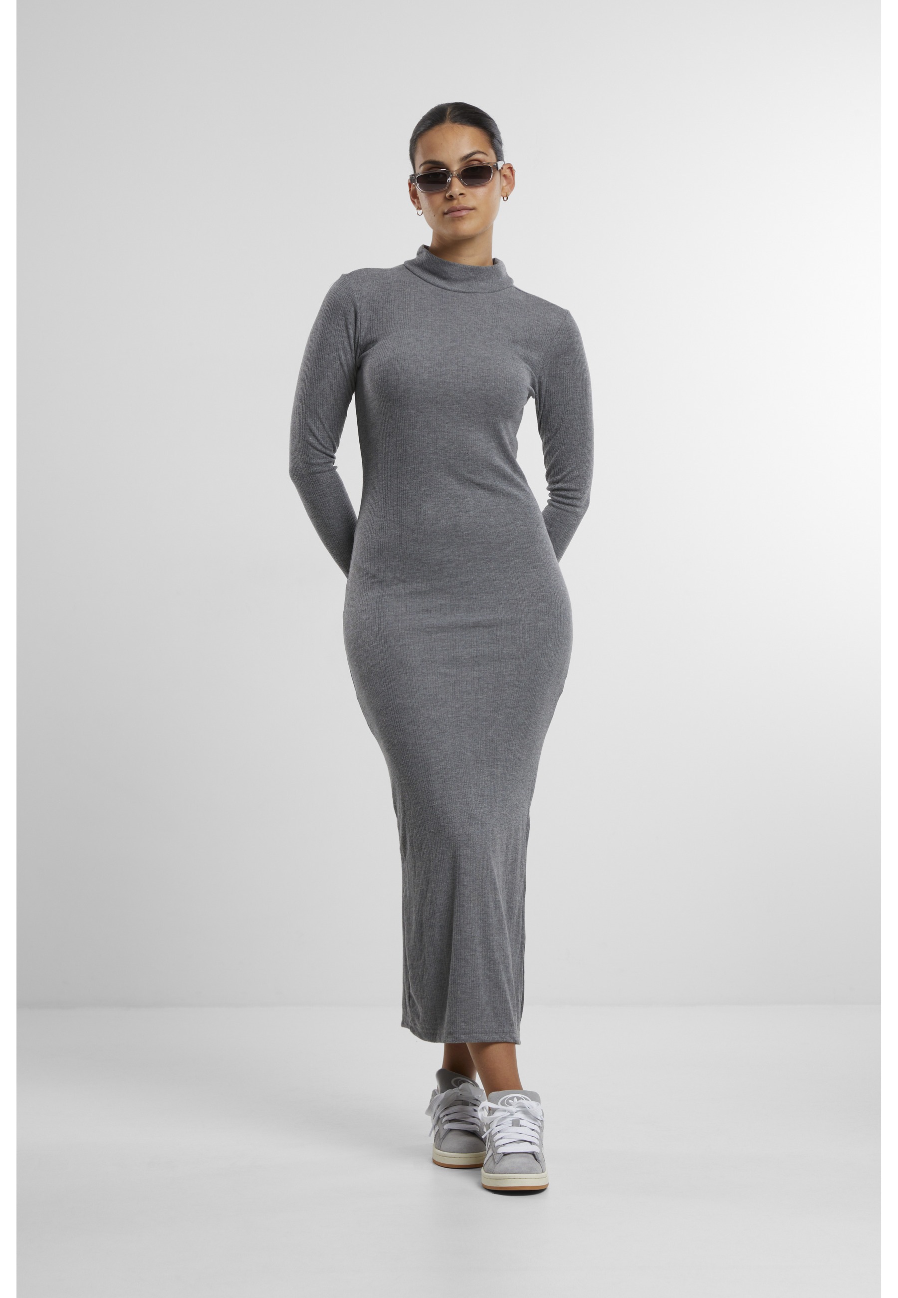 URBAN CLASSICS Shirtkleid »Urban Classics Ladies Rib Longlseeve Mockneck Dress« 1 Stk. tlg.
