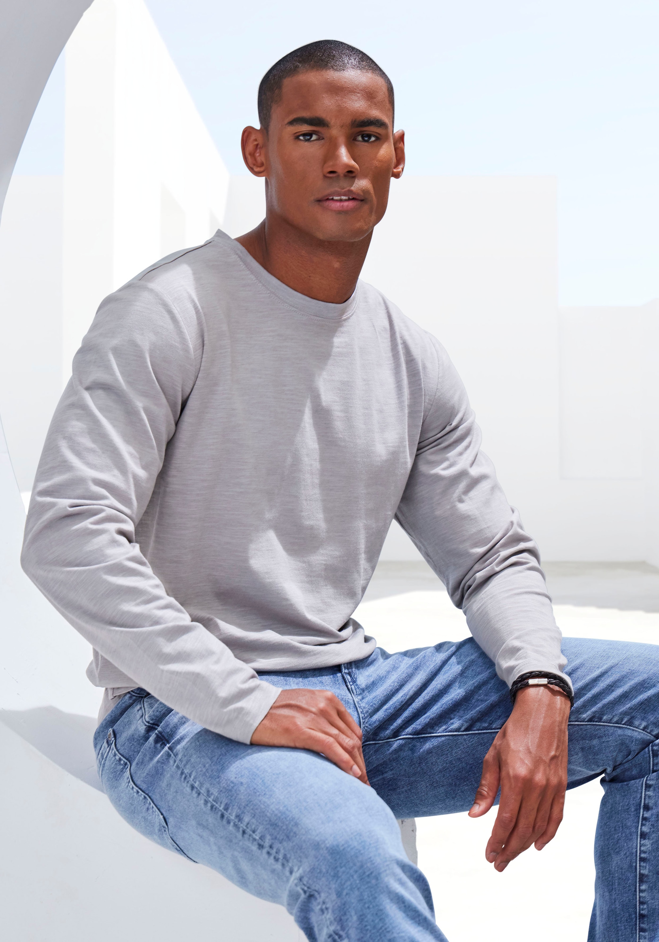 John Devin Langarmshirt, (2er-Pack), Longsleeve in hochwertiger slub-yarn Qualität