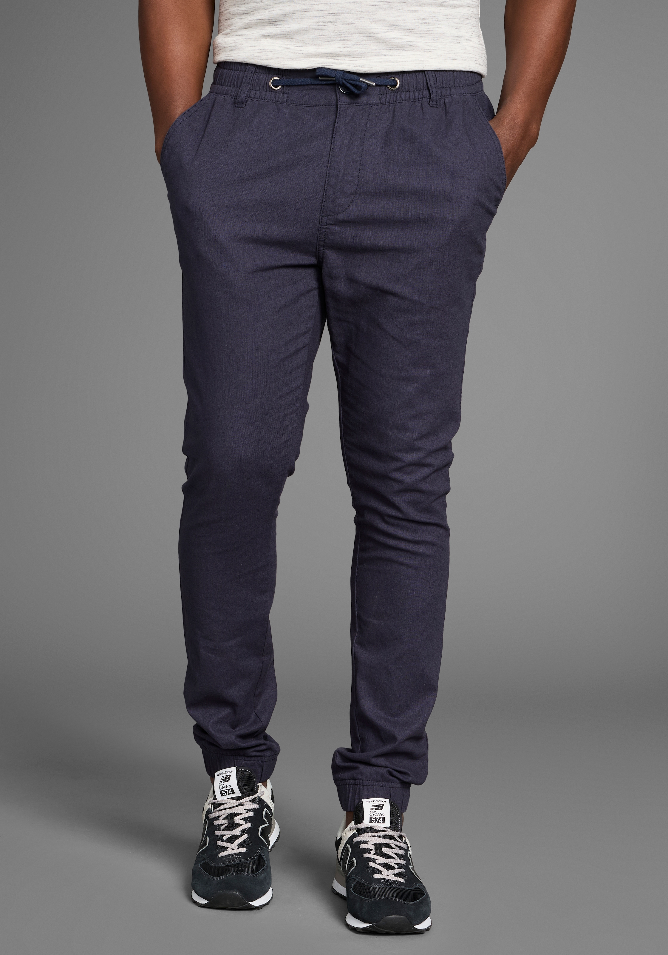 DELMAO Leinenhose, Leinenhose mit Kordelzug günstig online kaufen