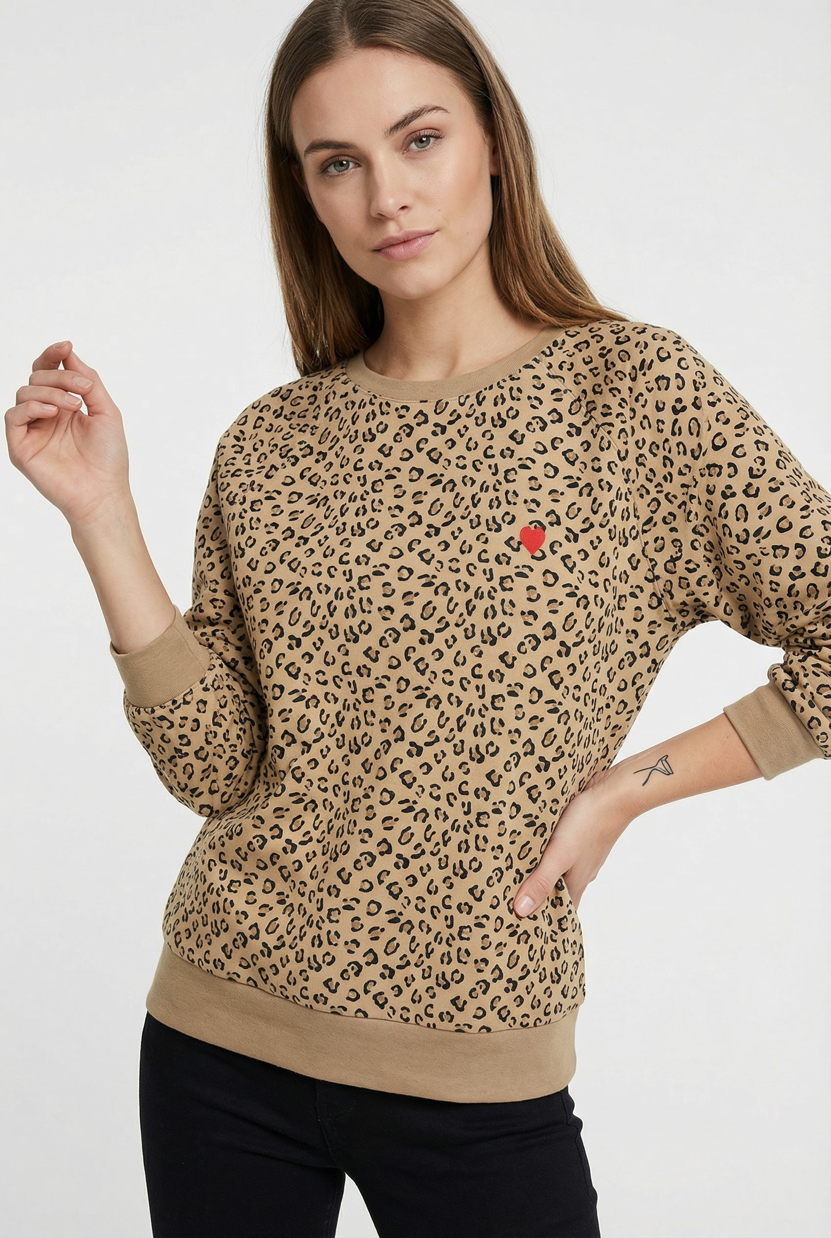 pieces Sweatshirt "PCGRETA LS EMB UB SWEAT FC", Baumwollmischung, regular fit