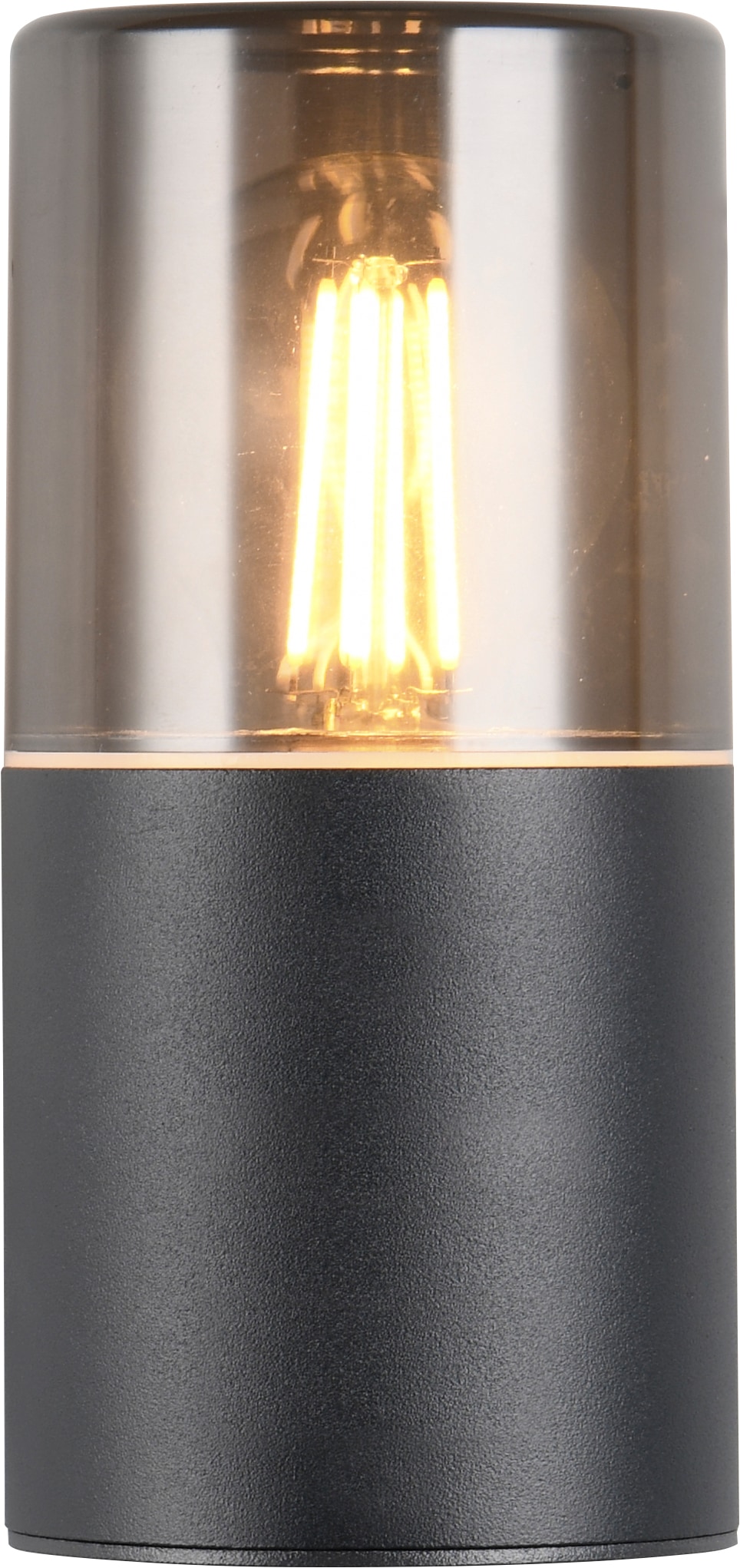 TRIO Leuchten Außen-Wandleuchte »HOOSIC, Outdoor Wandlampe exkl 1x E27 max 28W, Hauswand-Leuchte« E27 1 Stk. warmweiß - kaltweiß Garten Wandleuchte IP44, Kunststoff Schirm rauchfarbig