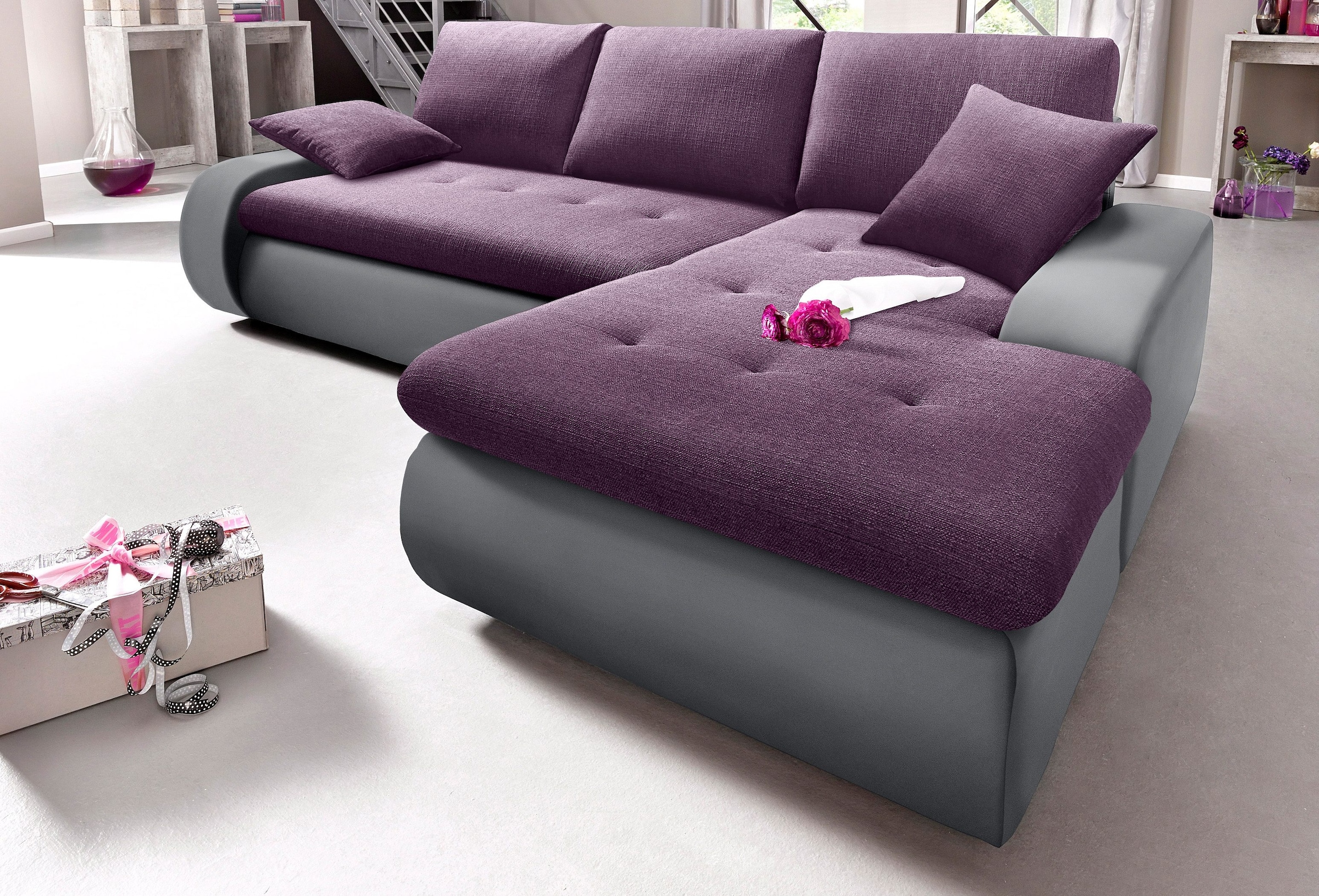TRENDMANUFAKTUR Ecksofa "Indie, modern und bequem, Materialmix, OTTOs Choic günstig online kaufen