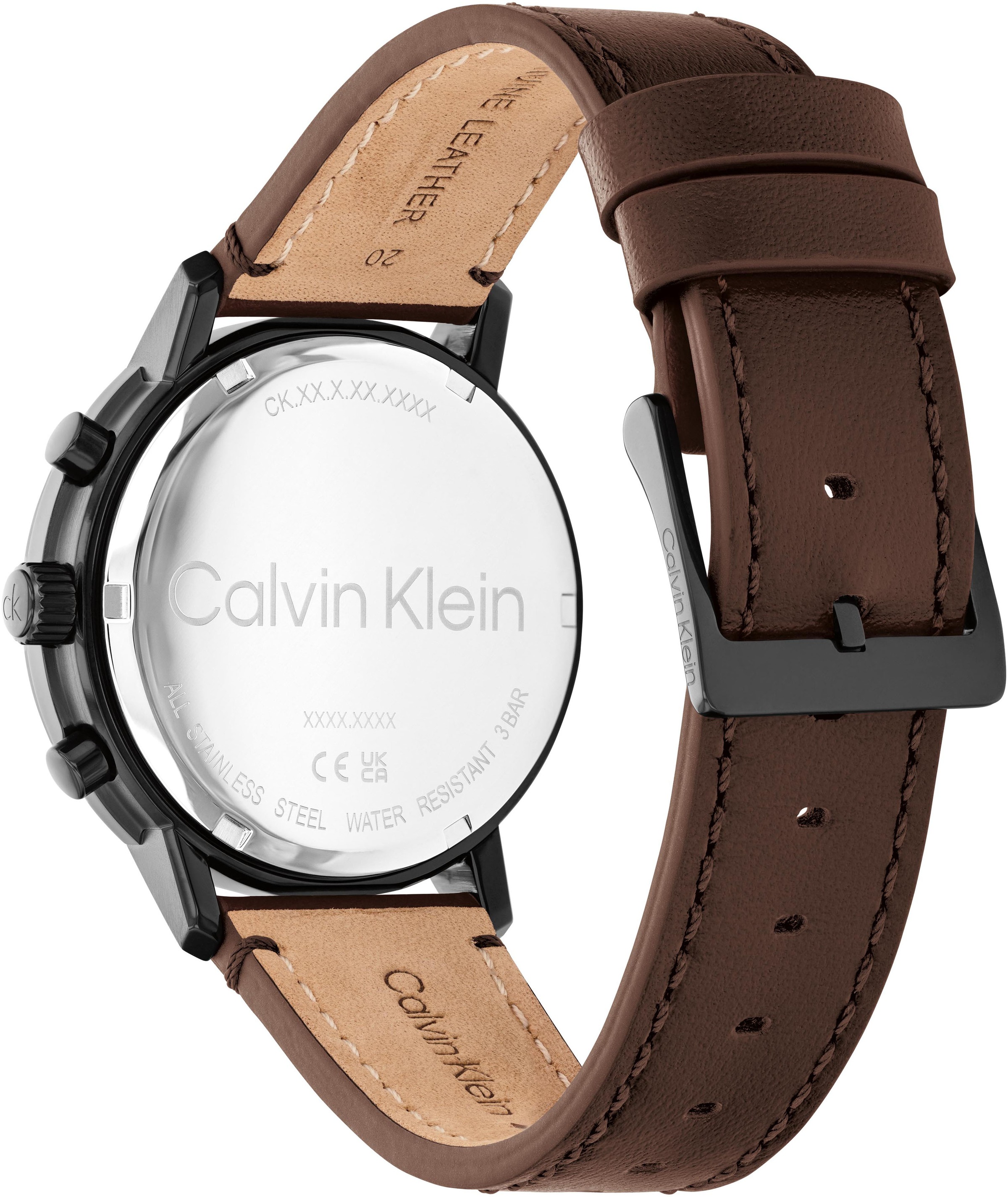 Calvin Klein Multifunktionsuhr »Gauge«, Quarzuhr, Armbanduhr, Herrenuhr, Lederarmband, analog