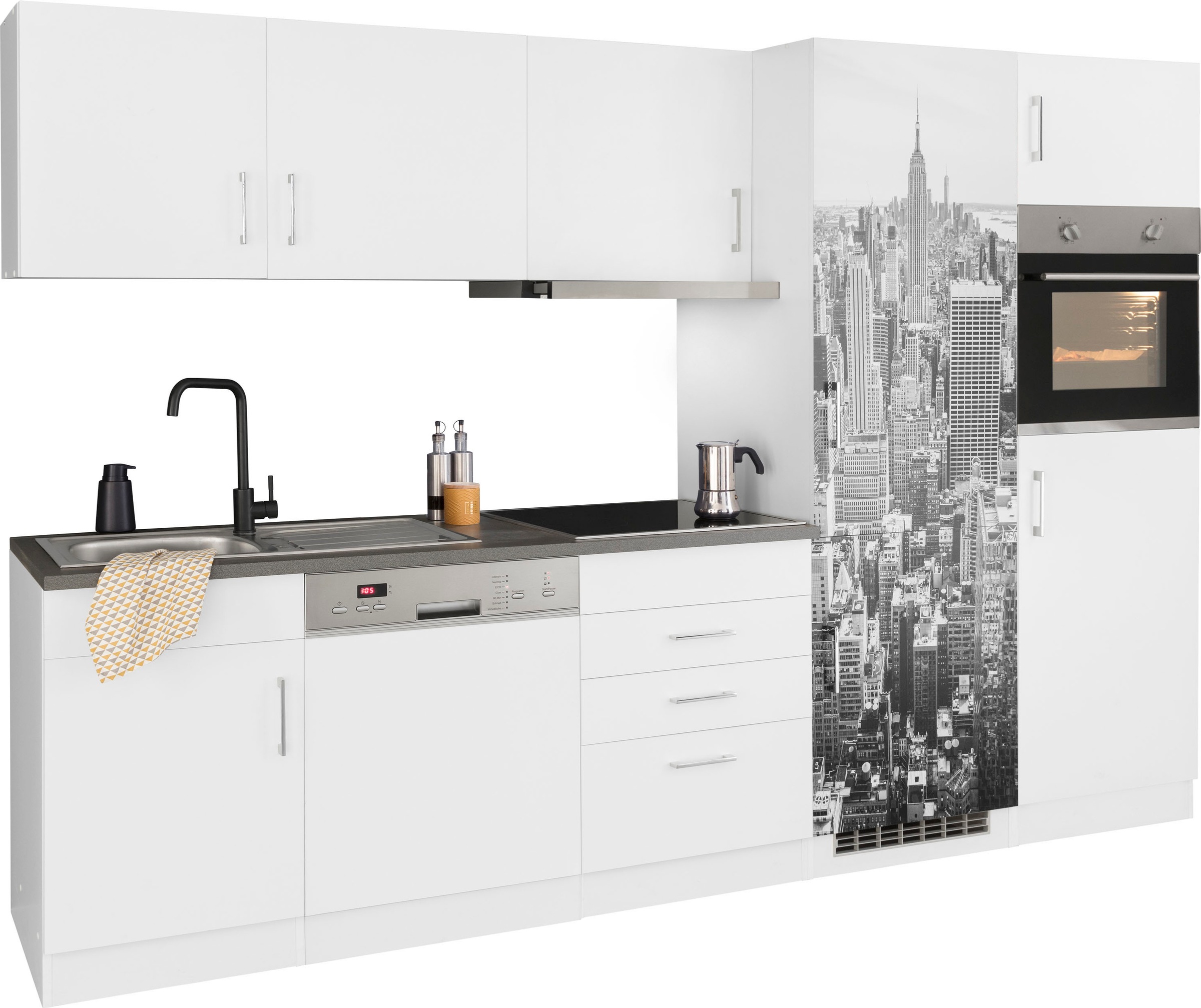 KOCHSTATION Küchenzeile »KS-Paris«, mit E-Geräten, Breite 290 cm