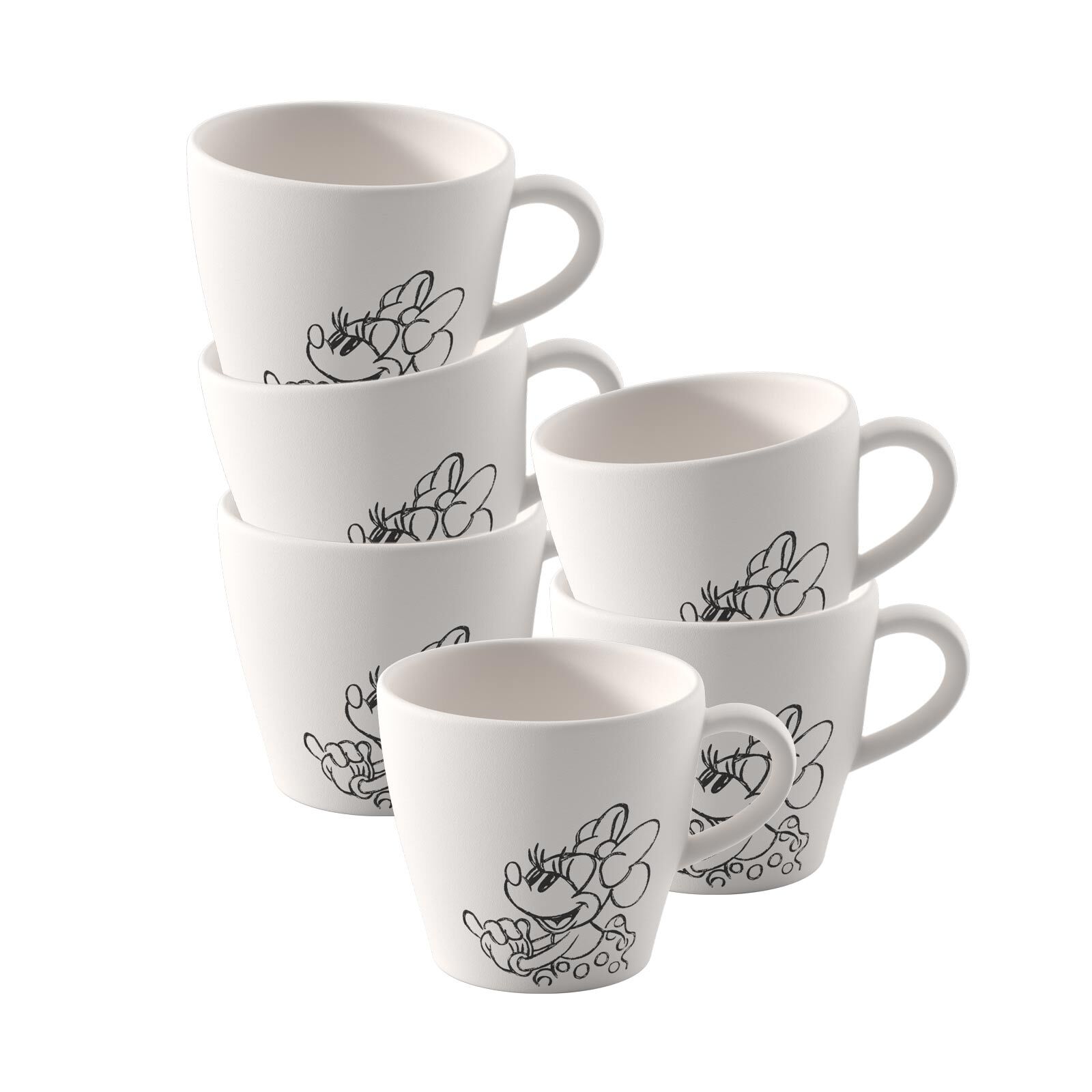 Villeroy & Boch Tasse "Kaffeetassen Manufacture Rock blanc - Mickey Mouse 160 ml 6er Set weiß" Spülmaschinenfest, Mikrowellensicher