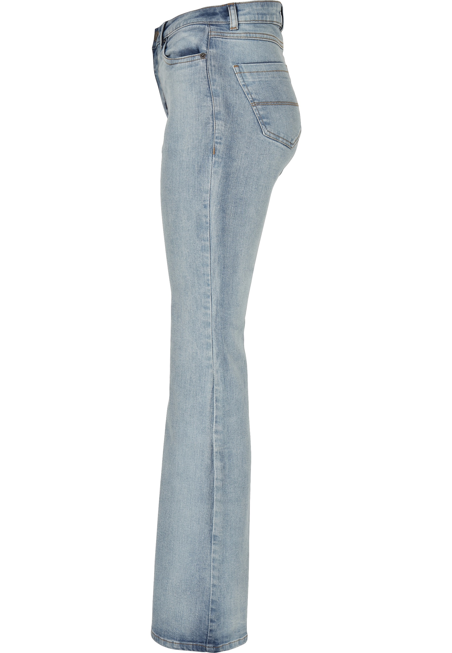 URBAN CLASSICS Bequeme Jeans »Urban Classics Damen Ladies High Waist Flared Denim Pants« 1 Stk.