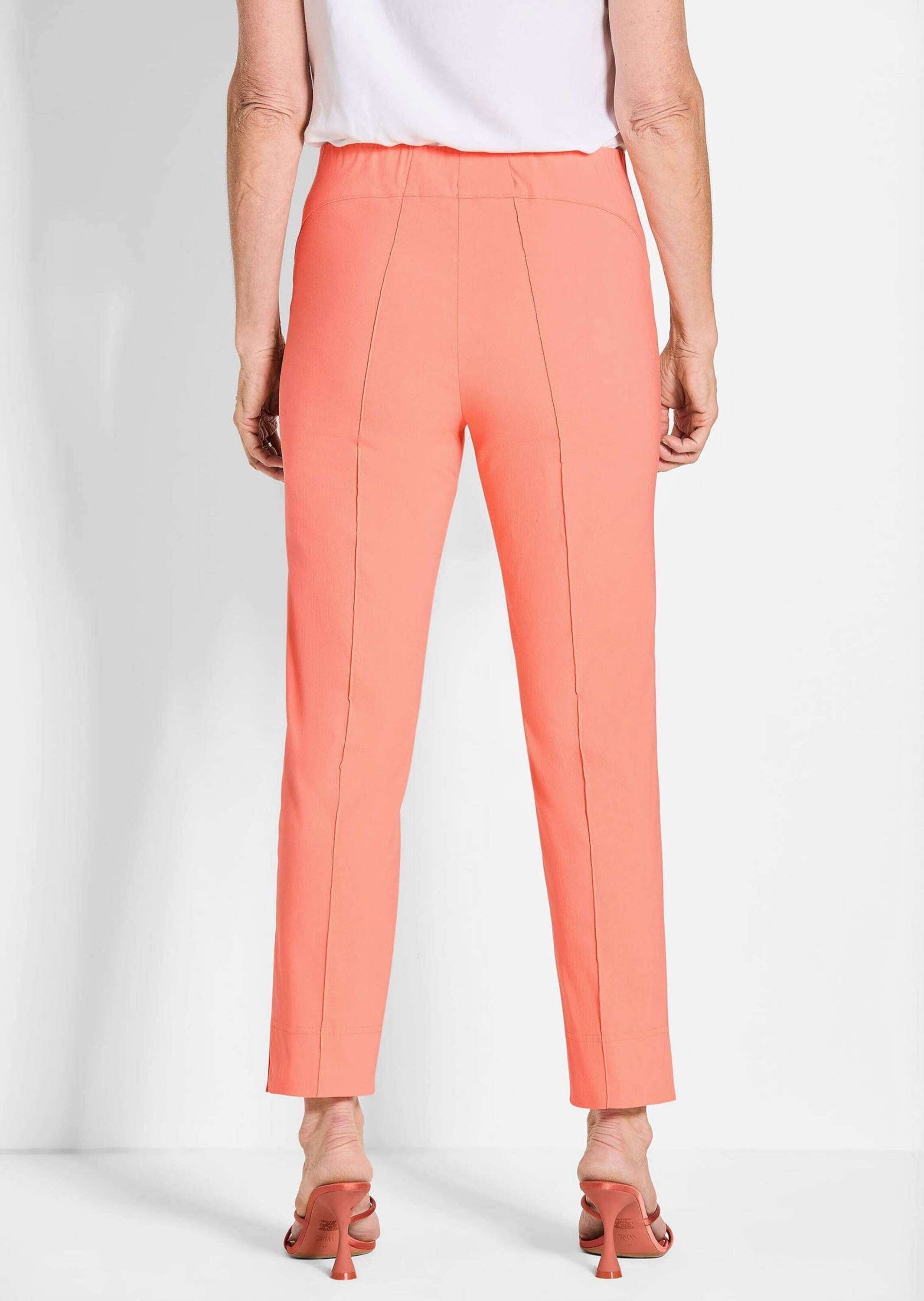 GOLDNER Schlupfhose »Kurzgröße Orange Hose LOUISA mit Biesen«
