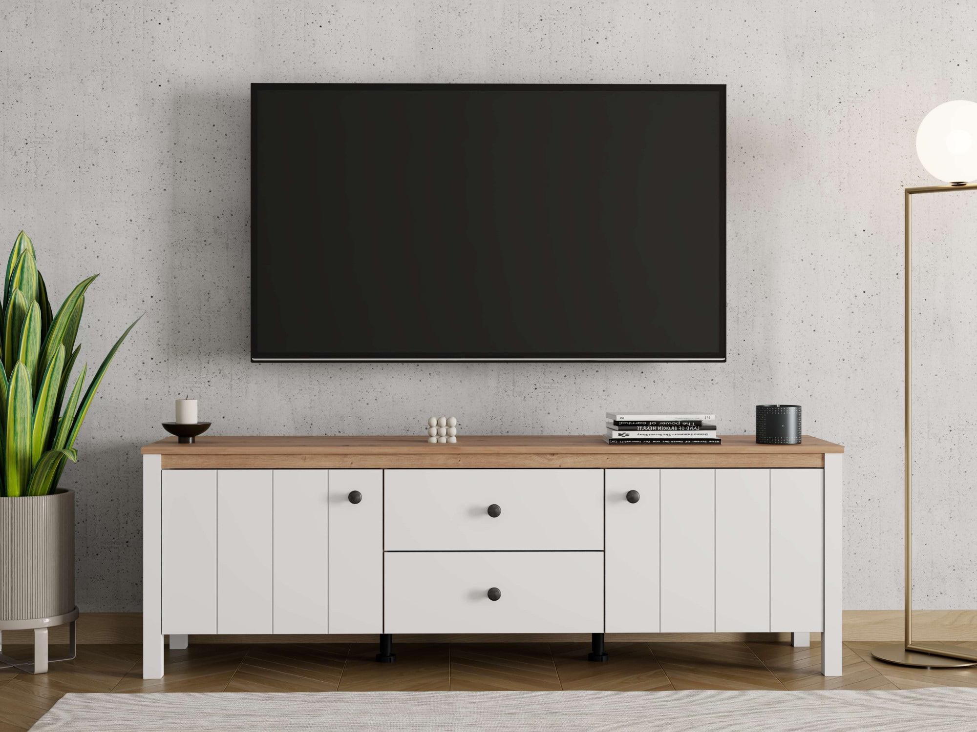 Home affaire Lowboard "BEDFORD, TV-Board, TV-Kommode, TV-Schrank, TV-Unterschrank, TV-Möbel" MDF-Profil 2D ummantelt, Hotstamping
