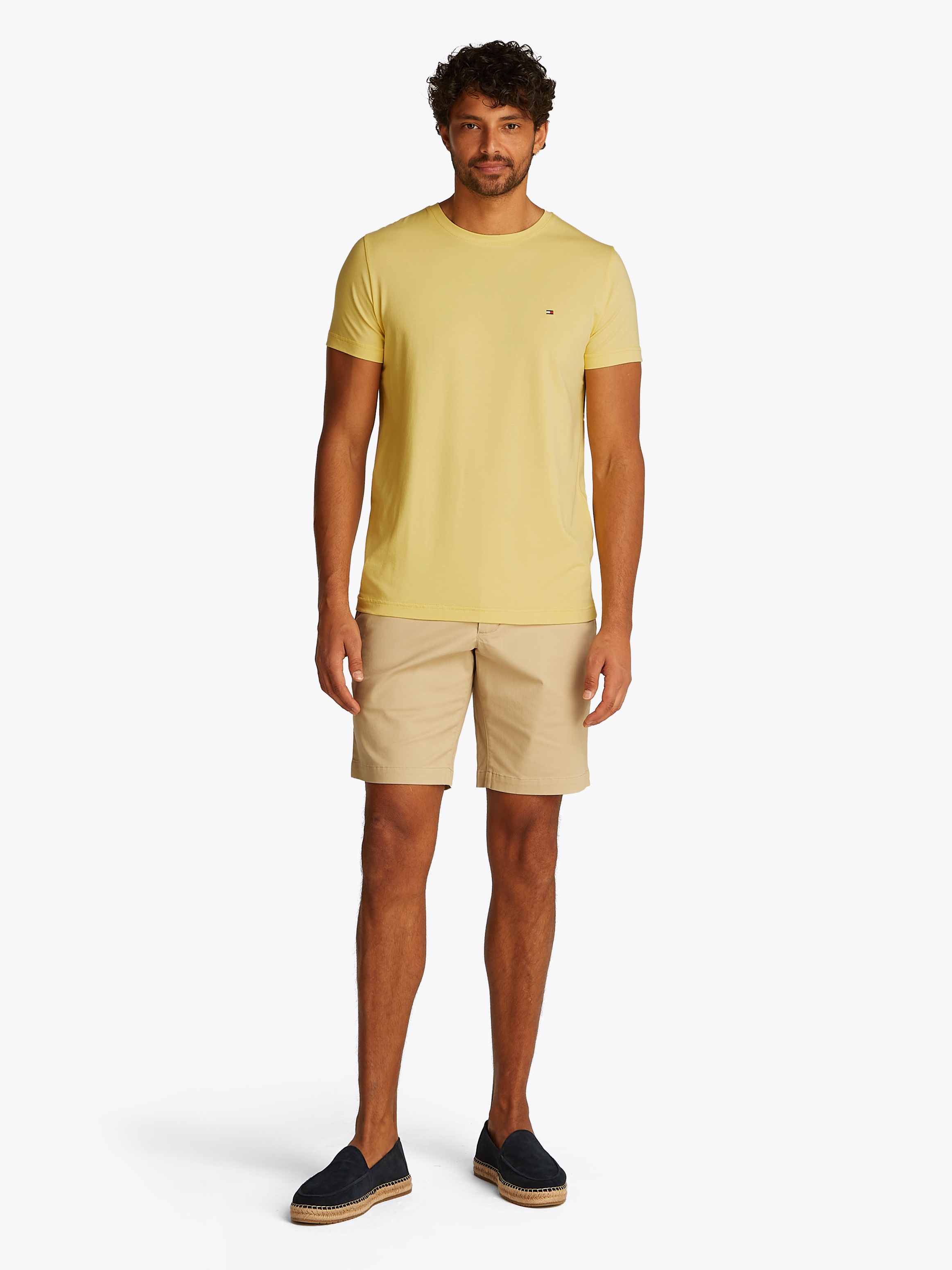 Thumbnail - Tommy Hilfiger T-Shirt "STRETCH SLIM FIT TEE mit Rundhals und Logostickerei", unifarben, casual, slim fit, Baumwollmix, ...
