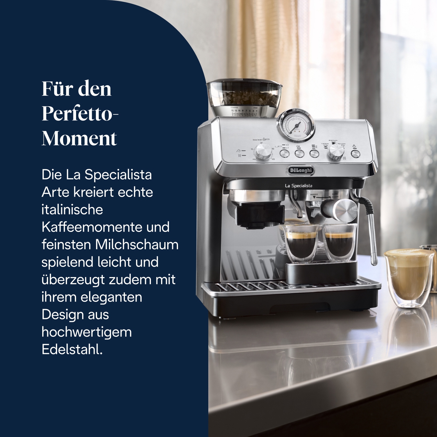 De'Longhi Espressomaschine »La Specialista Arte EC9155 - 4 Rezepte, 8 Mahlgradeinstellungen« 15 Mahlgrade, 3 Temperaturen, Milchschaumdüse
