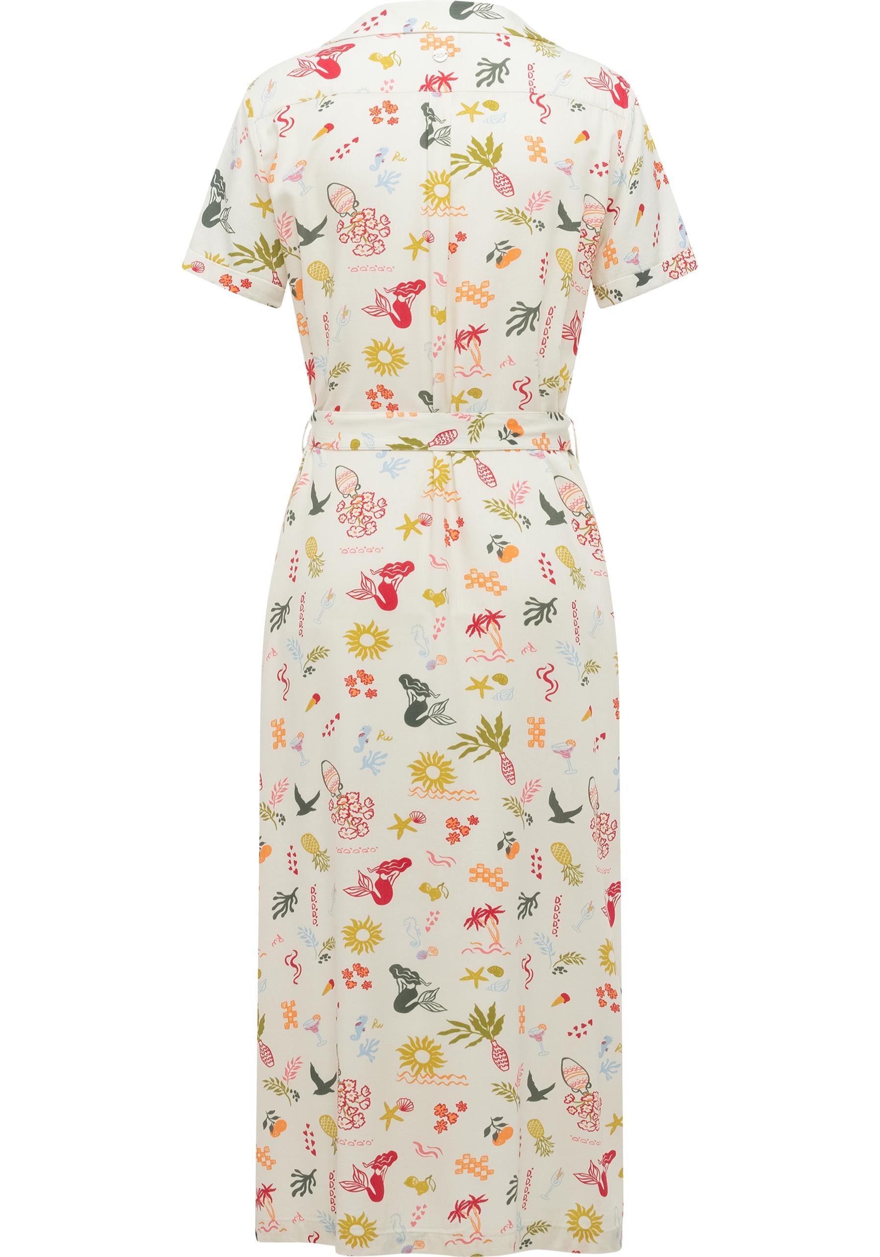 Ragwear Sommerkleid »Sawira Long Print« Eingrifftaschen Gemustertes Midikleid mit Knopfleiste