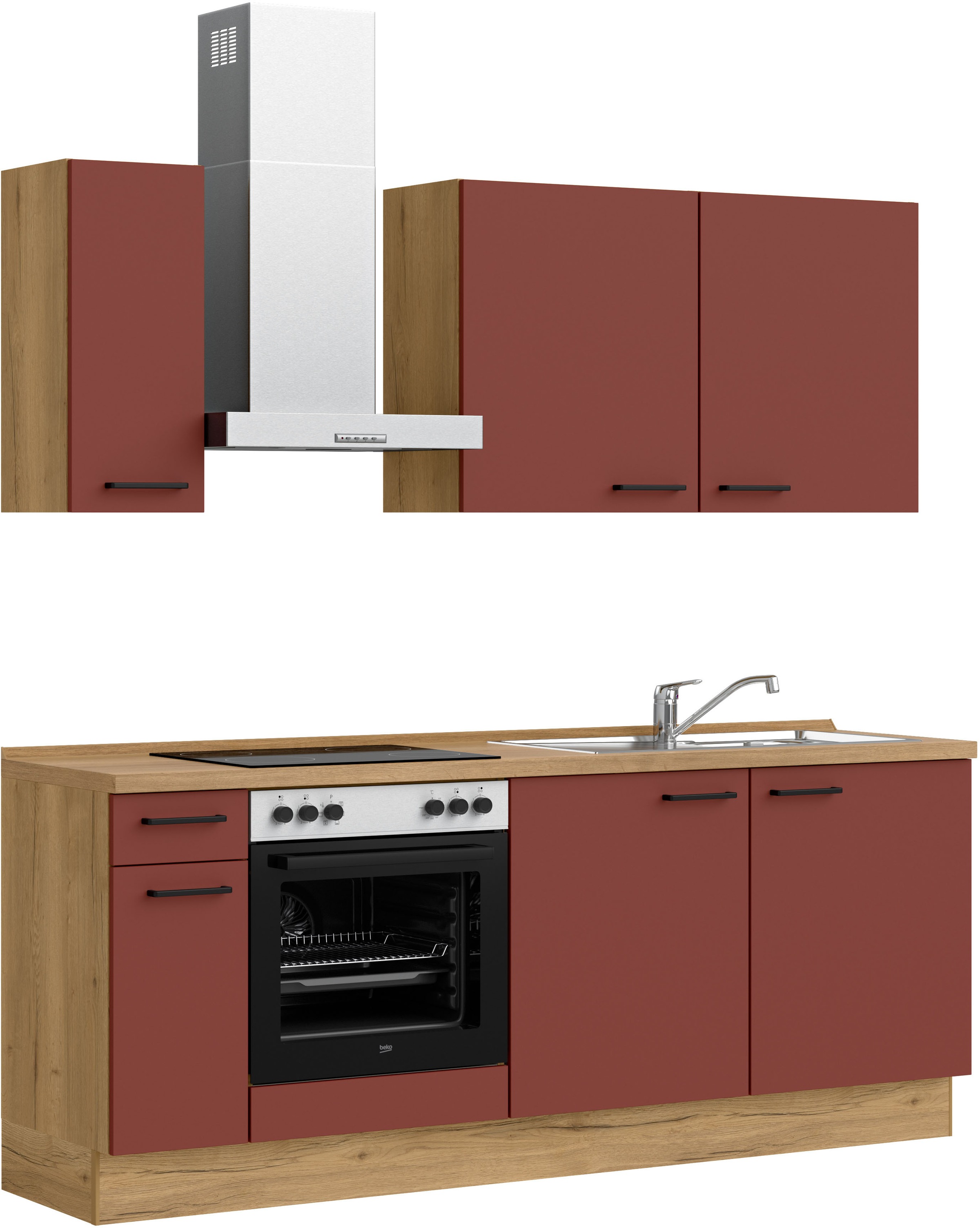 nobilia® Küchenzeile »"Easytouch I"«, vormontiert, Ausrichtung wählbar, Breite 210 cm, wahlw. mit E-Geräten