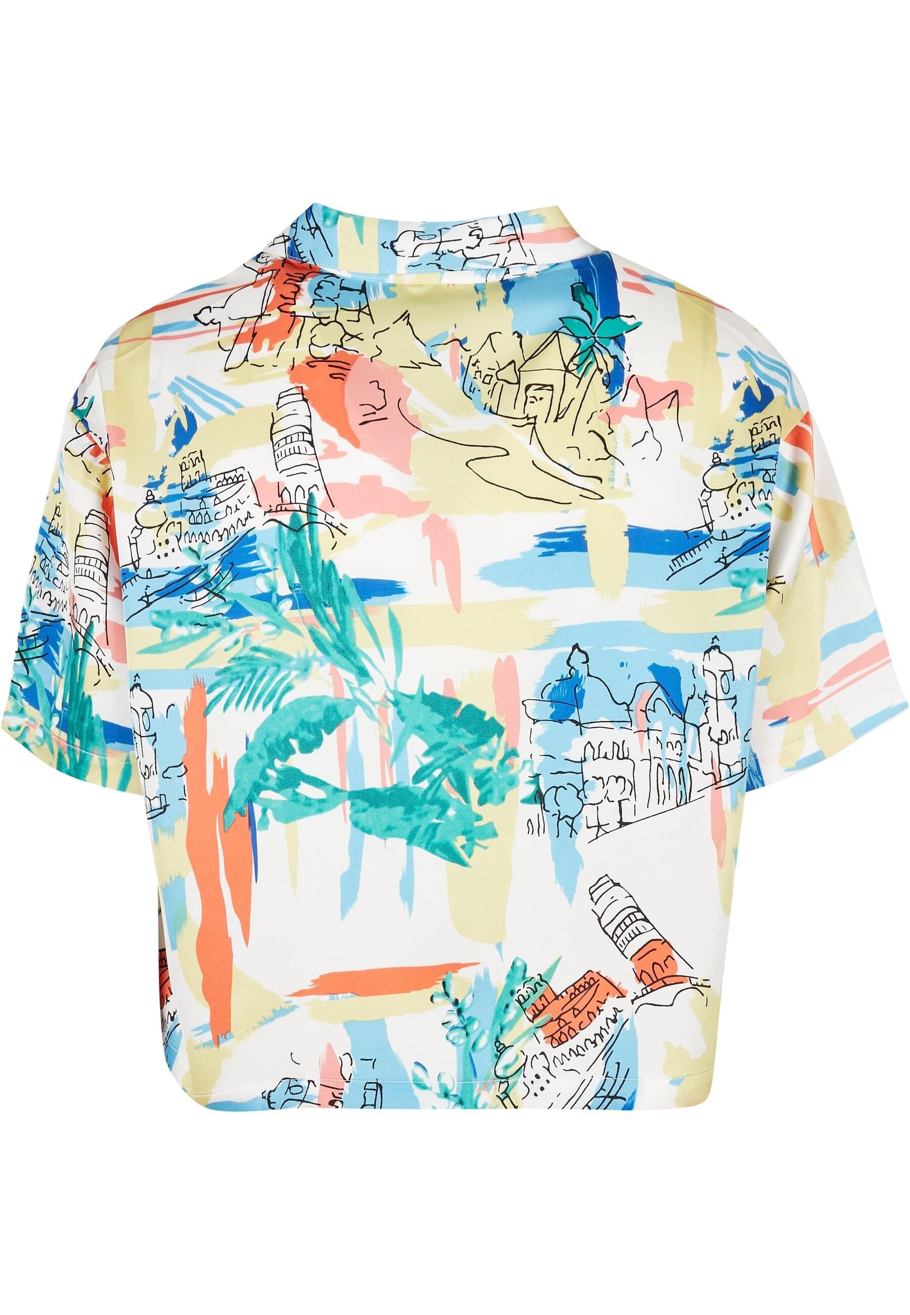 URBAN CLASSICS Klassische Bluse »Urban Classics Damen Ladies AOP Satin Resort Shirt«