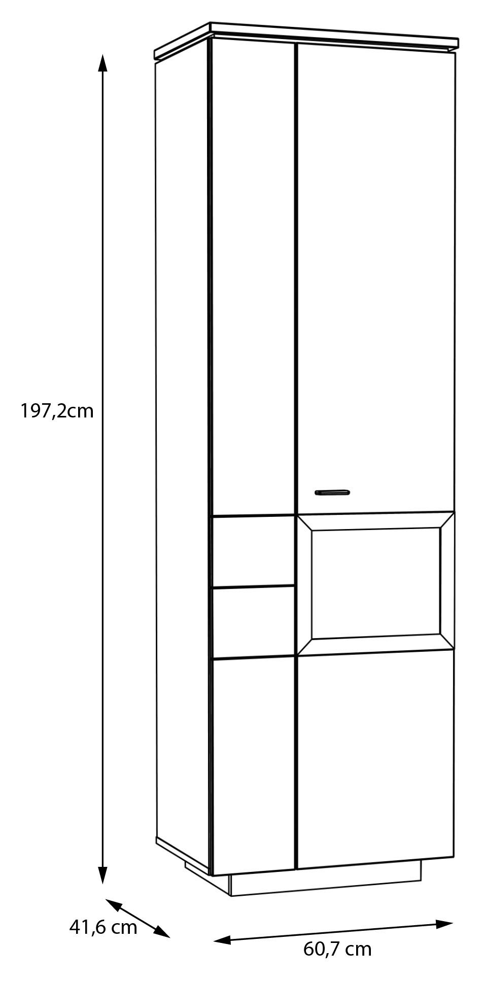 FORTE Vitrine »Louoto, Stauraumvitrine, Standvitrine, Stauraumschrank«, Türanschlag rechts oder links wechselbar, mit Soft Close, Höhe 197,2cm