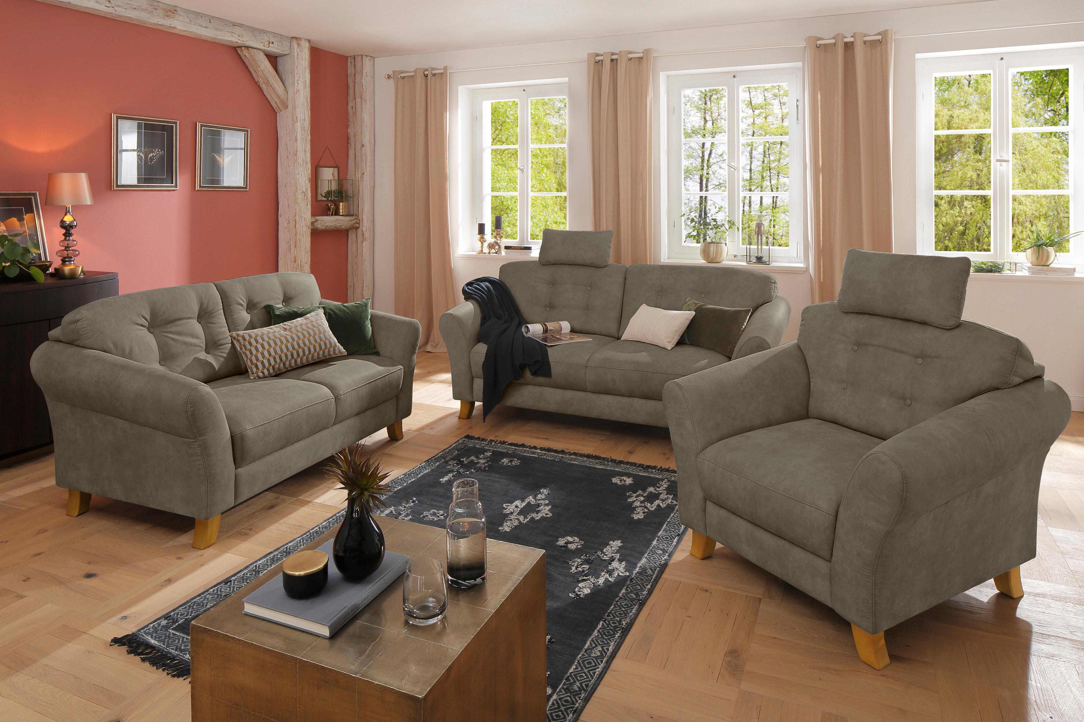 OTTO home 2-Sitzer "Trondheim" mit Federkern, Knopfheftung im Rücken