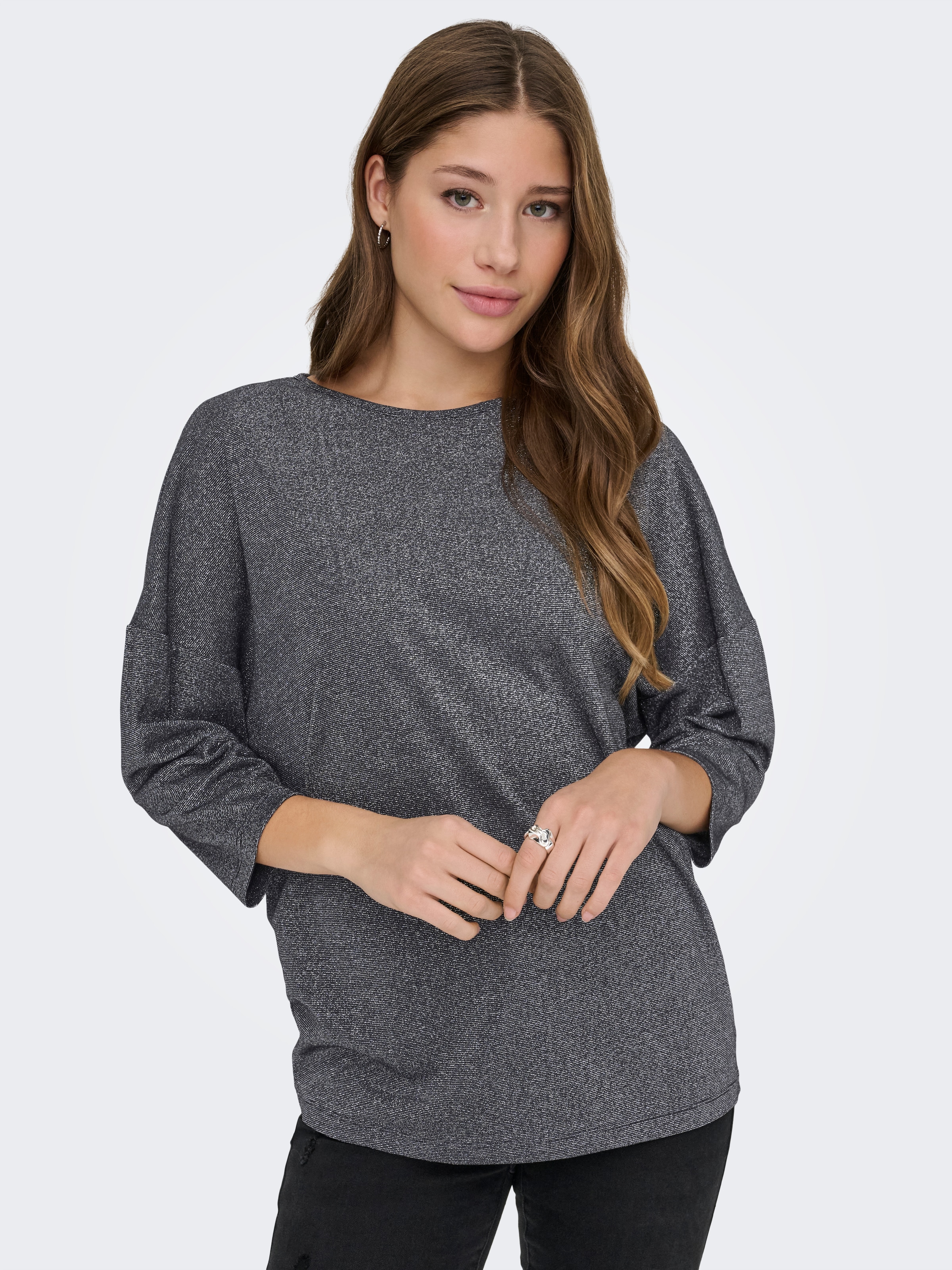 ONLY 3/4-Arm-Shirt "ONLSILVERY GLAMOUR LUREX 3/4 TOP JRS" mit Glitzer-Effek günstig online kaufen