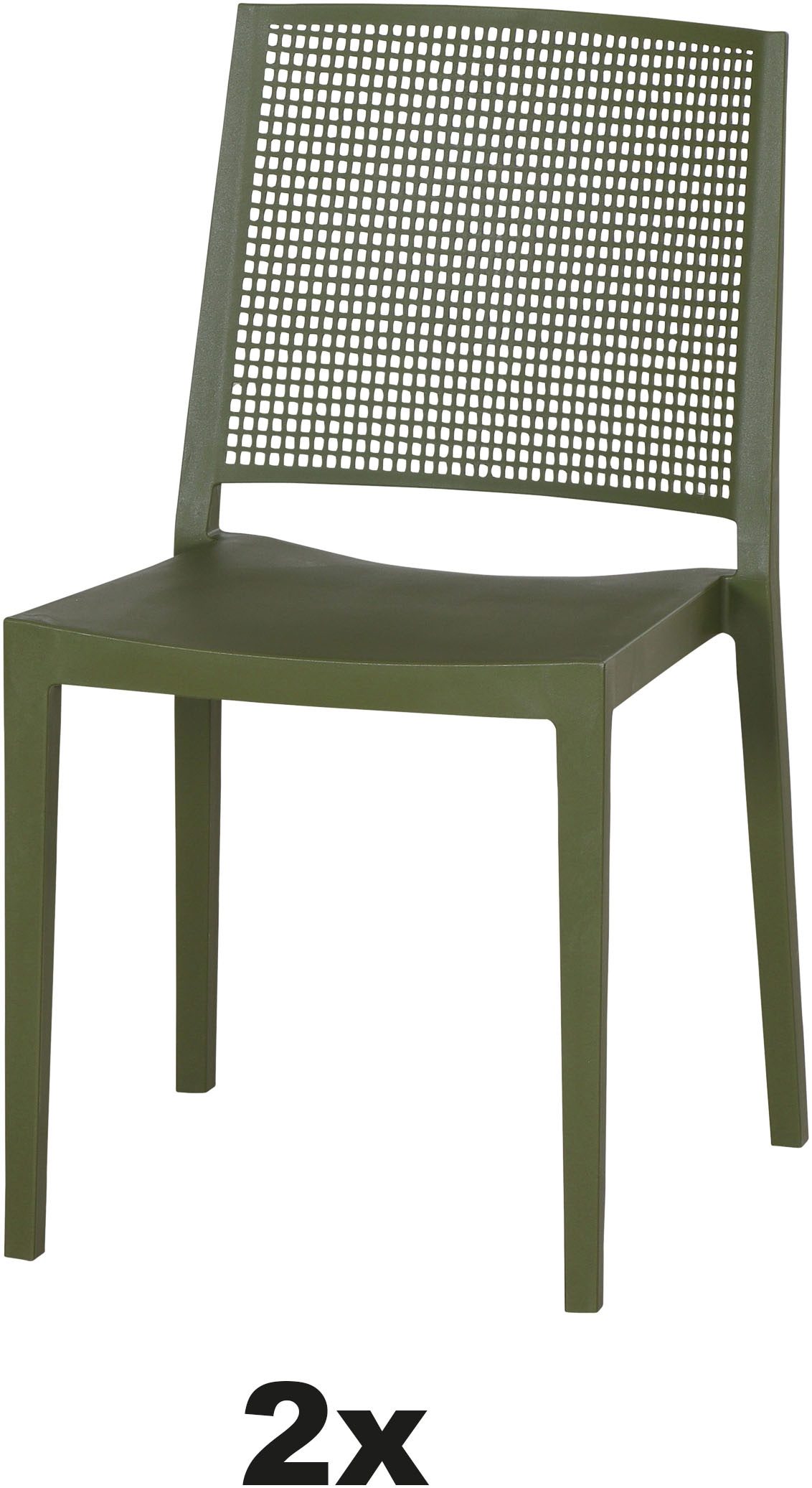 Siena Garden Gartensessel »Square 2er Set Stapelstuhl olive« Set, 2 Stk. tlg. Gestell, Polypropylen/Glasfaser