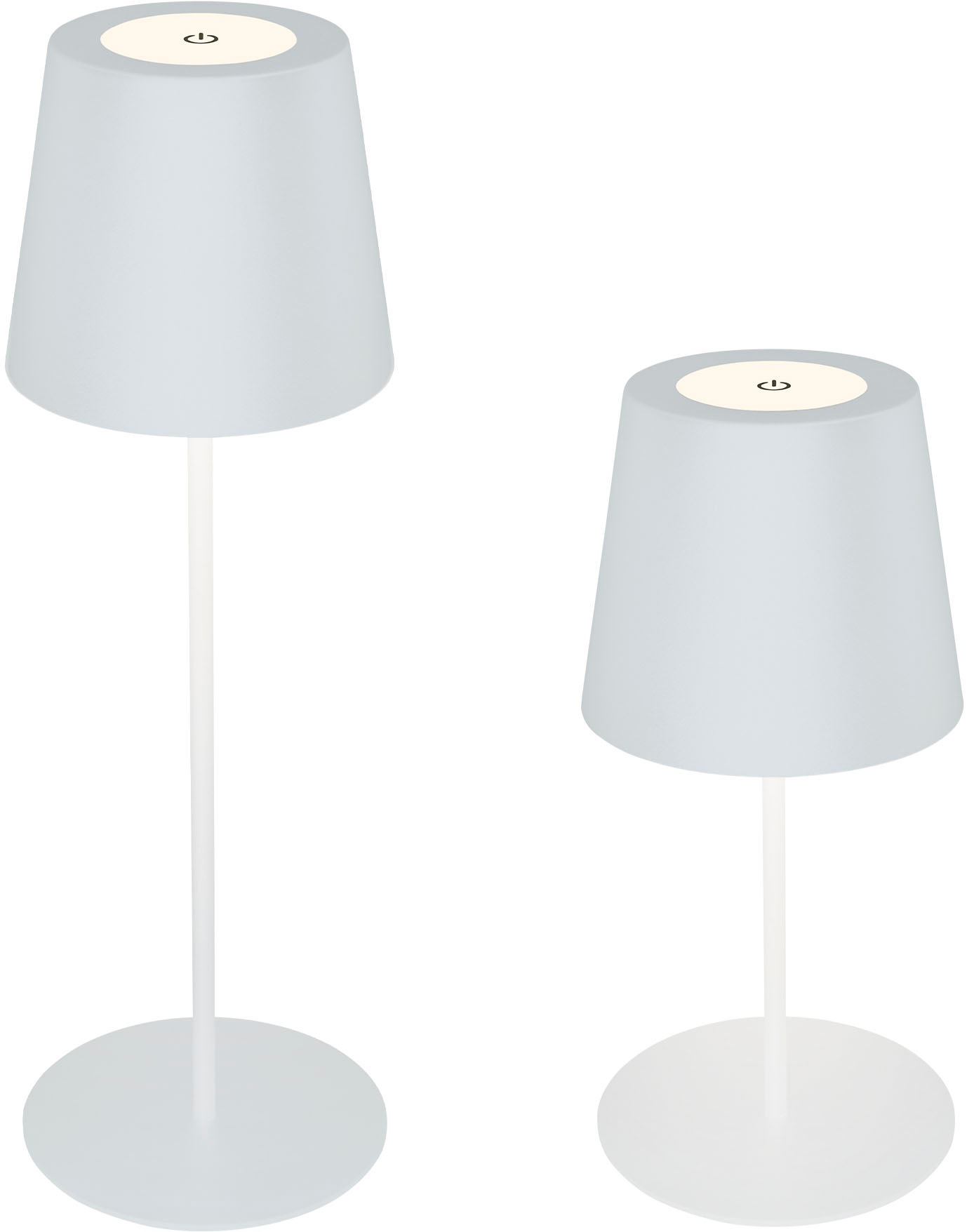 B.K.LICHT Außen-Tischleuchte "BK_TL1594 Akku LED Tischlampe, 3-Stufen Touchdimmer, mit USB", 1, Ø 10,5cm H: 36cm, 1 Stk., weiß, Leuchten, 2.700 K,