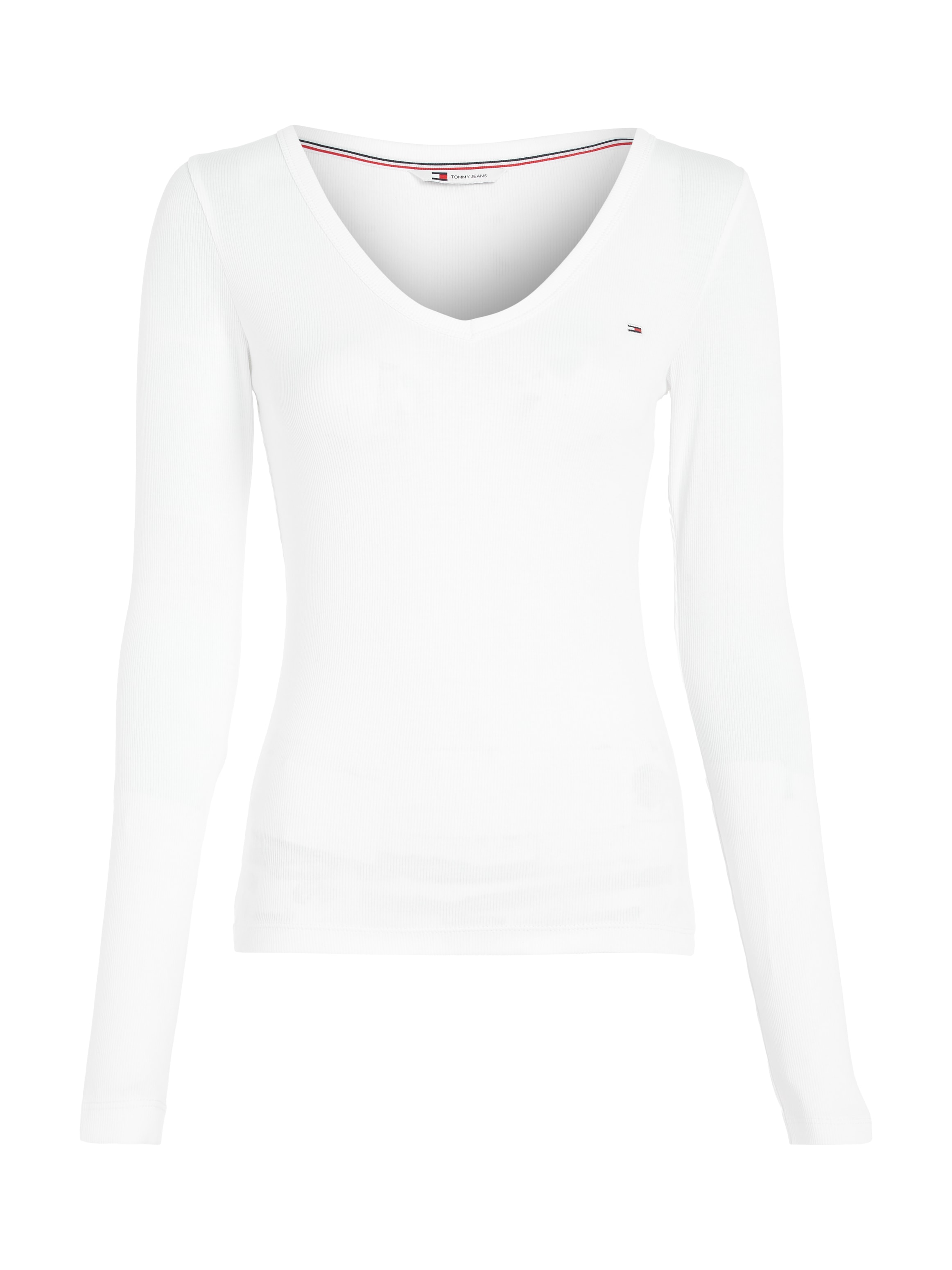 Tommy Jeans Langarmshirt »TJW SLIM ESSENTIAL RIB V LS«, mit Logostickerei