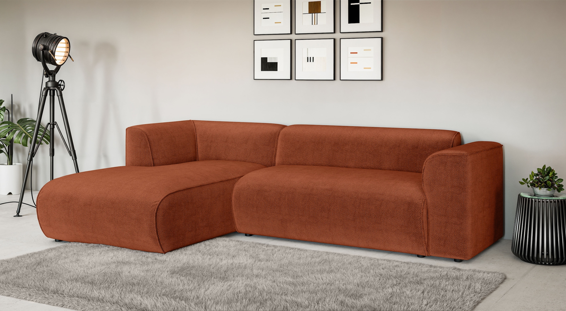 Home affaire Ecksofa "GENTON L-Form (257 cm), zeitlos & stilvolles Design," Aufwendig gepolstert, in Cord, Chenille und Struktur