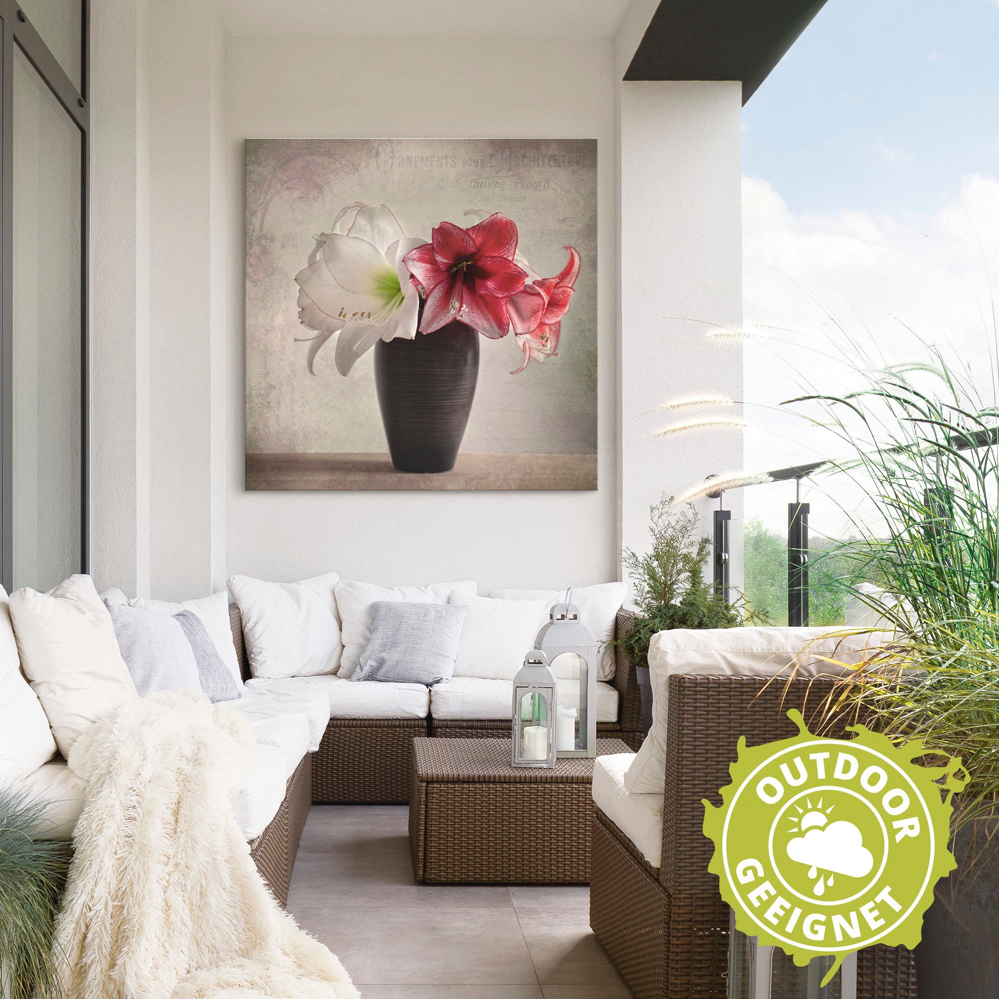 Artland »Amaryllis Vintage I« Blumen 1 Stk. tlg. für Innen- und Außenbereich geeignet, Outdoorbild