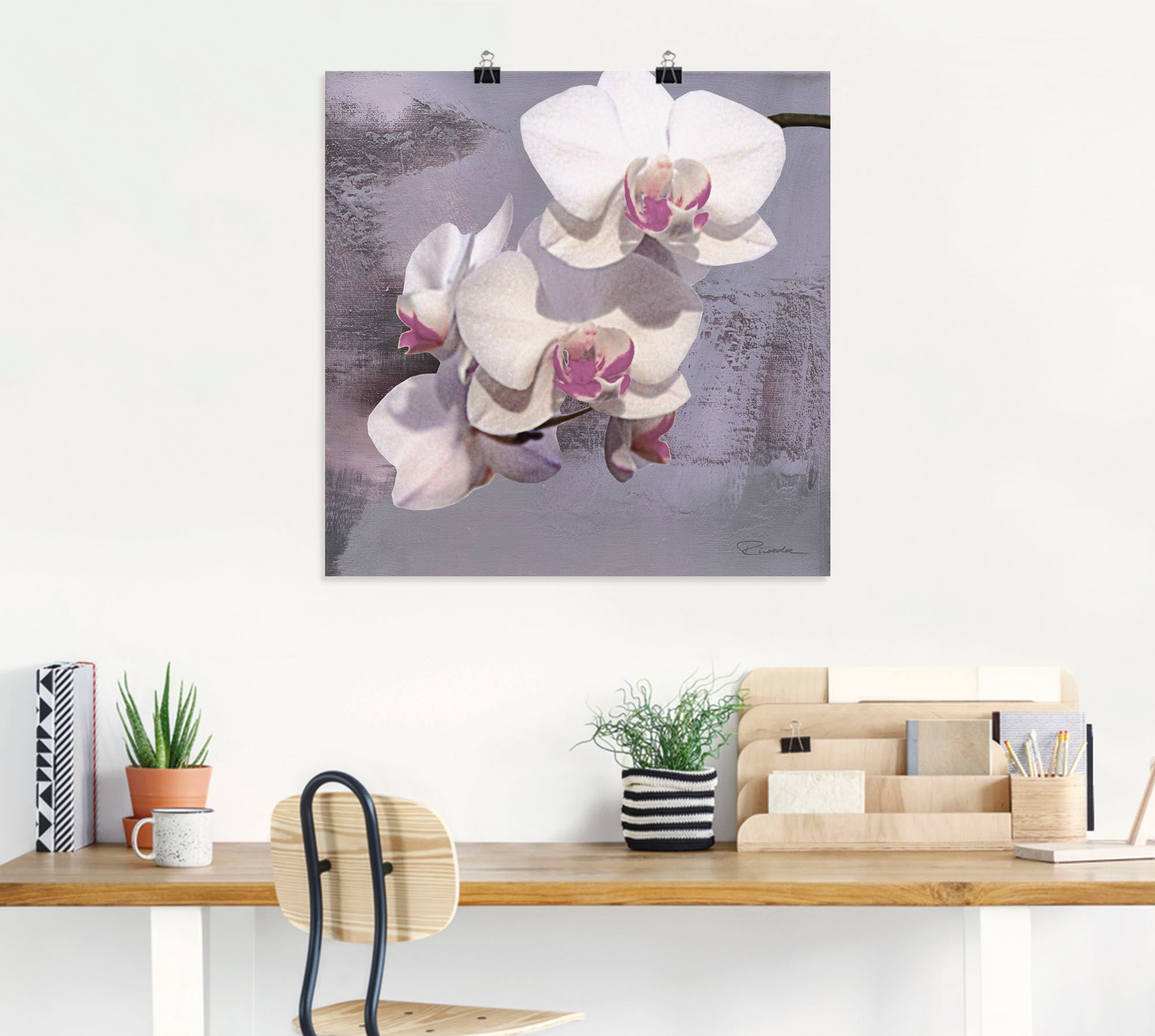 Artland Leinwandbild »Orchideen vor Violett II«, Blumen, (1 St.), auf Keilrahmen gespannt