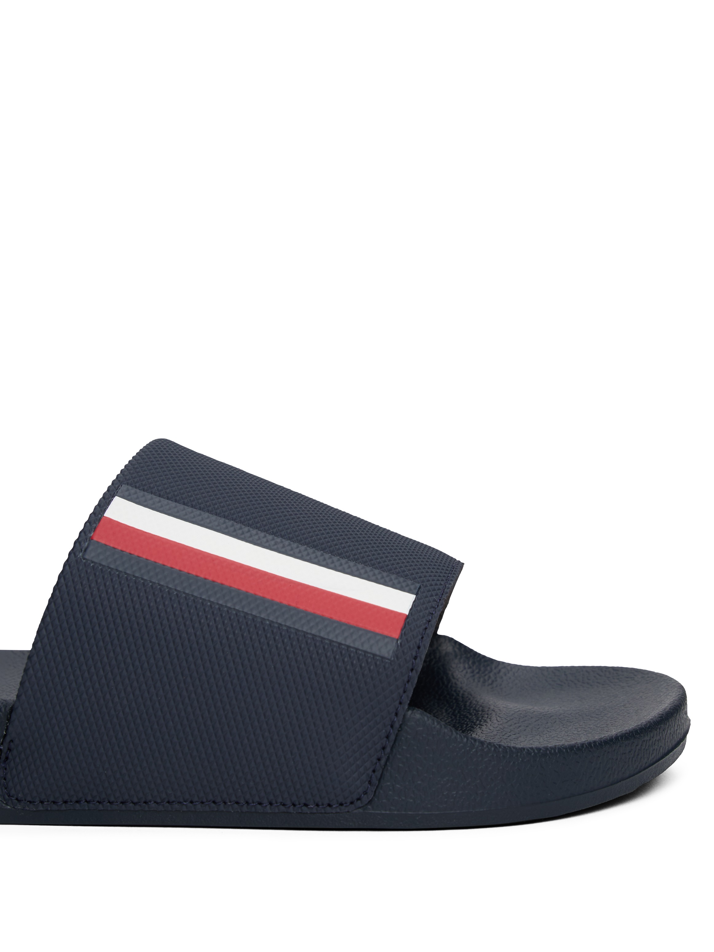 Tommy Hilfiger Pantolette »CORPORATE TEXTURED POOL SLIDE«, Strandmode, Schlupfschuh, Poolslide mit farbigen Streifen