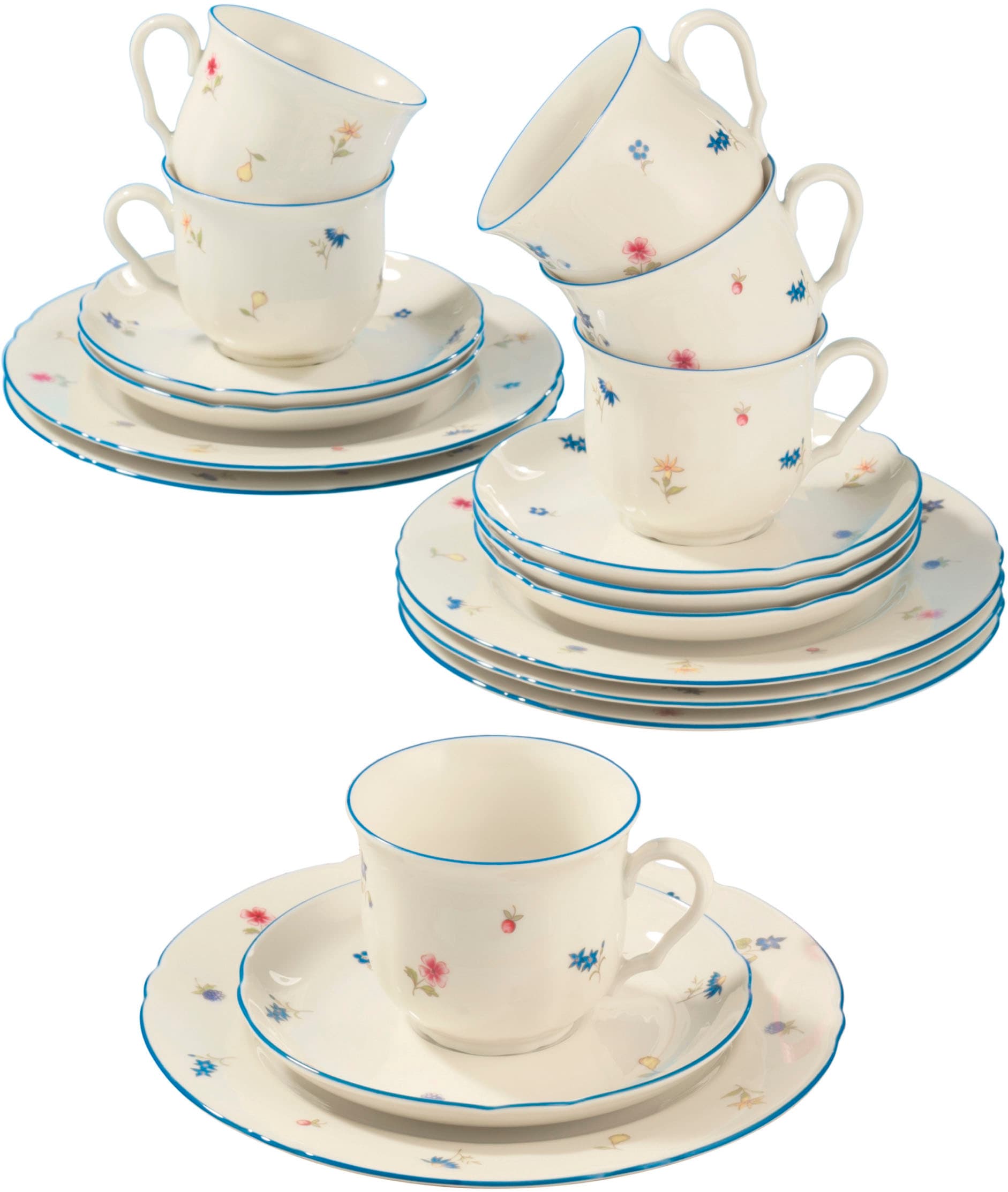 Kaffeeservice »Geschirr-Set, 18 Teile, Marieluise Streublume«, (Set, 18 tlg., 6x...