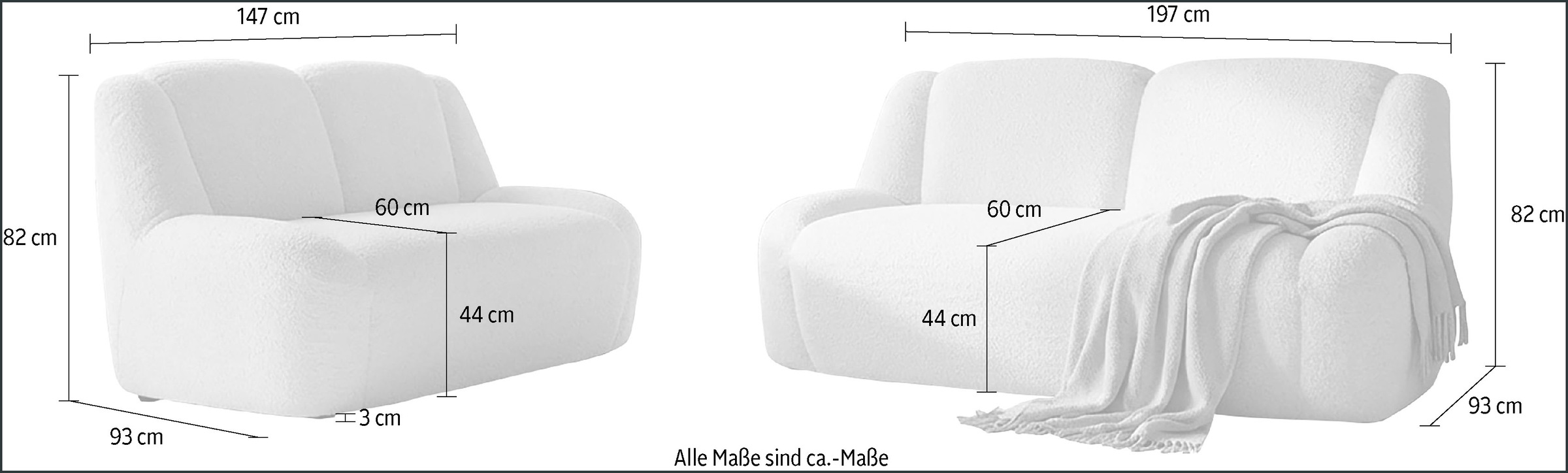 DOMO collection Polstergarnitur »Ryos, 2-Sitzer und 2,5-Sitzer, organische Form« Set, 2 tlg. skulpturale Opik, cozy chic