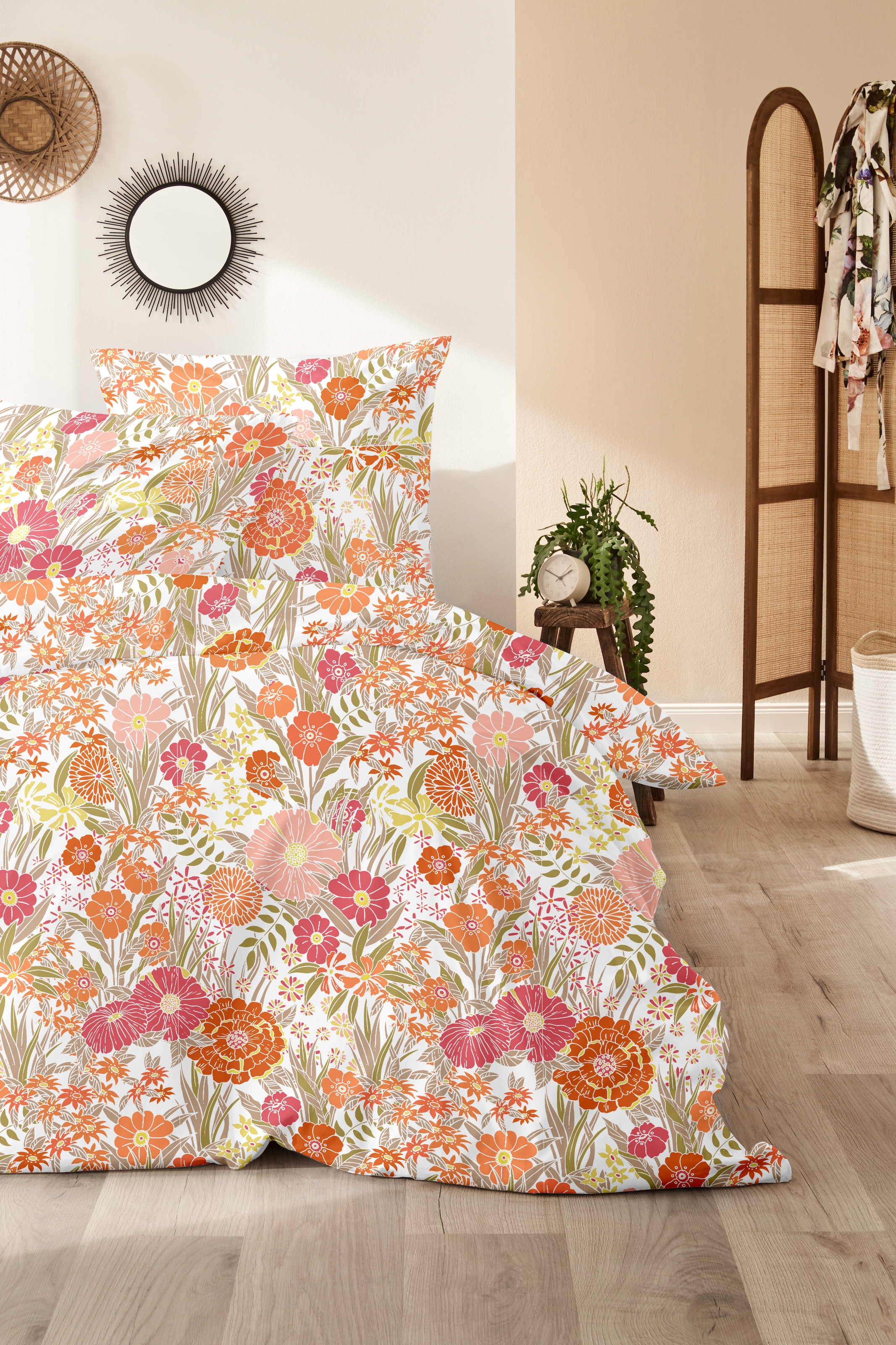 Primera Bettwäsche »Perkal-Bettwäsche Wonderful«, mit einem lebendigen Blumenmuster
