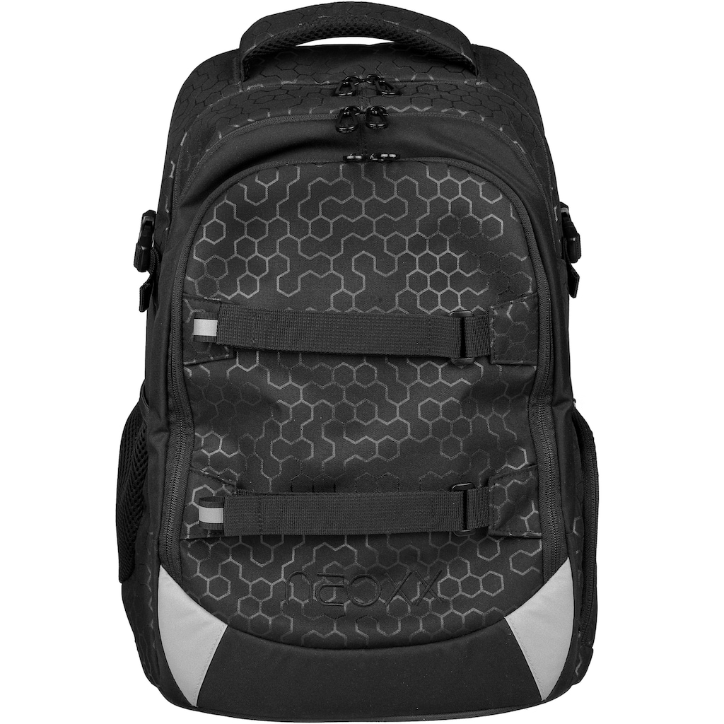 neoxx Schulrucksack »Active, Lost in black«, reflektierende Details