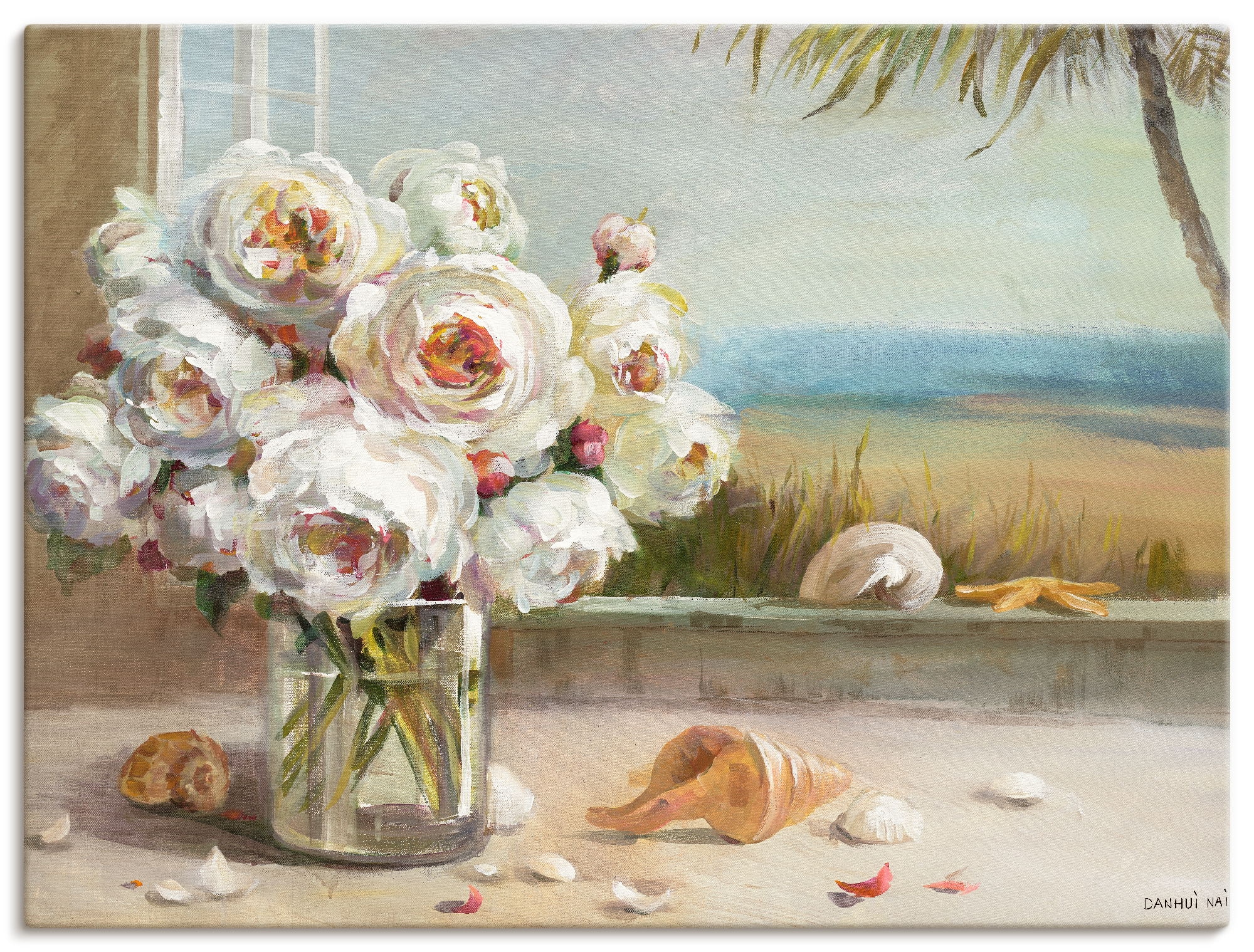 Artland Leinwandbild "Küsten Rosen II" Blumen 1 Stk. tlg. auf Holzrahmen gespannt